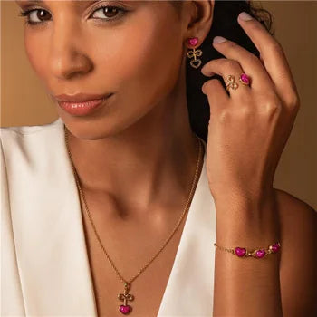 Conjunto Colar e Brinco Folhado a Ouro