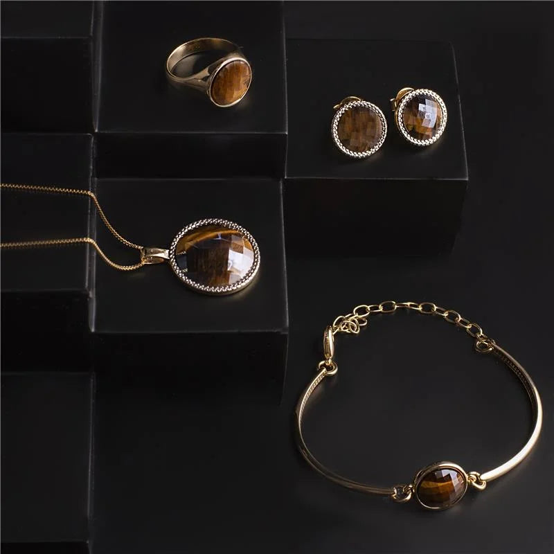 Conjunto de Brinco e Colar Banhado a Ouro e Ródio Branco