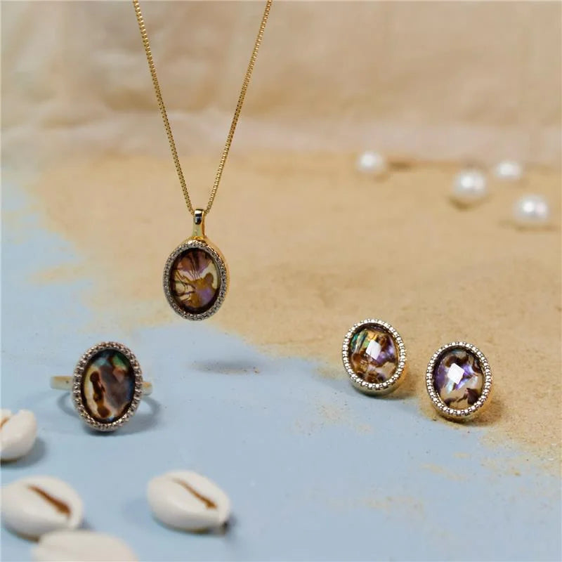 Conjunto banhado a ouro revestido a ródio