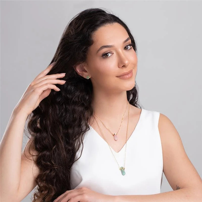 Pingente pedras semi-preciosas banhado a ouro