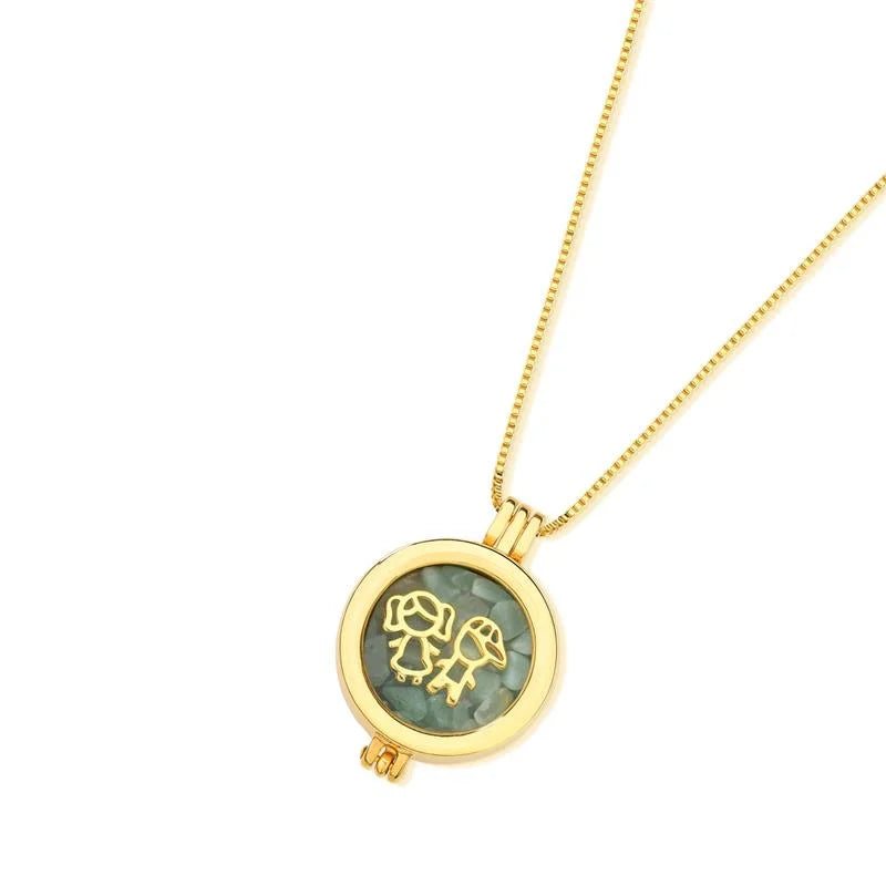 Colar Relicário Locket folheado a ouro