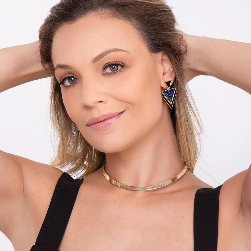 Colar Choker Facetado Locket