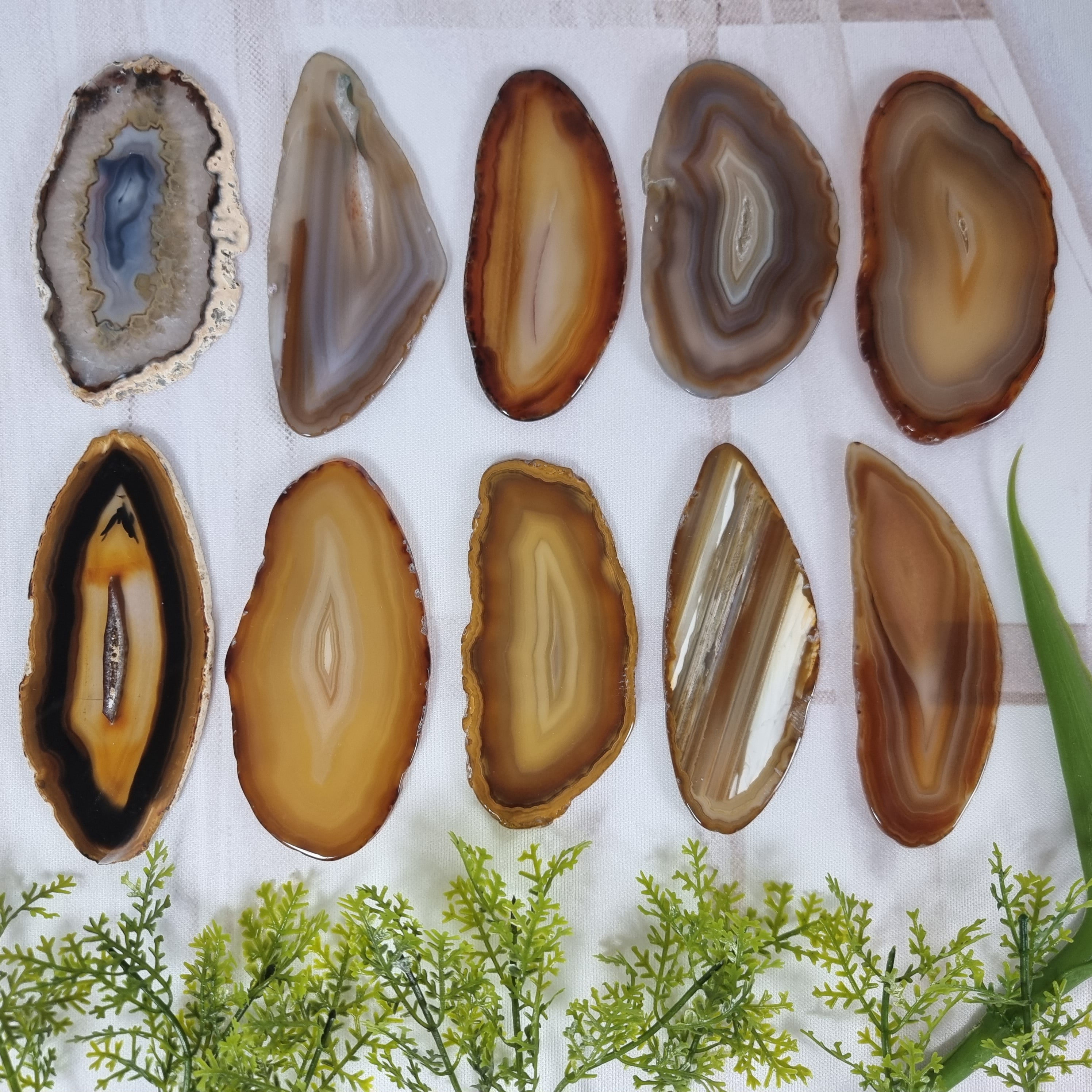 Chapinhas Ágatas Naturais Super Especiais | KIT 10 SEM BANHO sem furo | Peça Artesanal BR Crystals