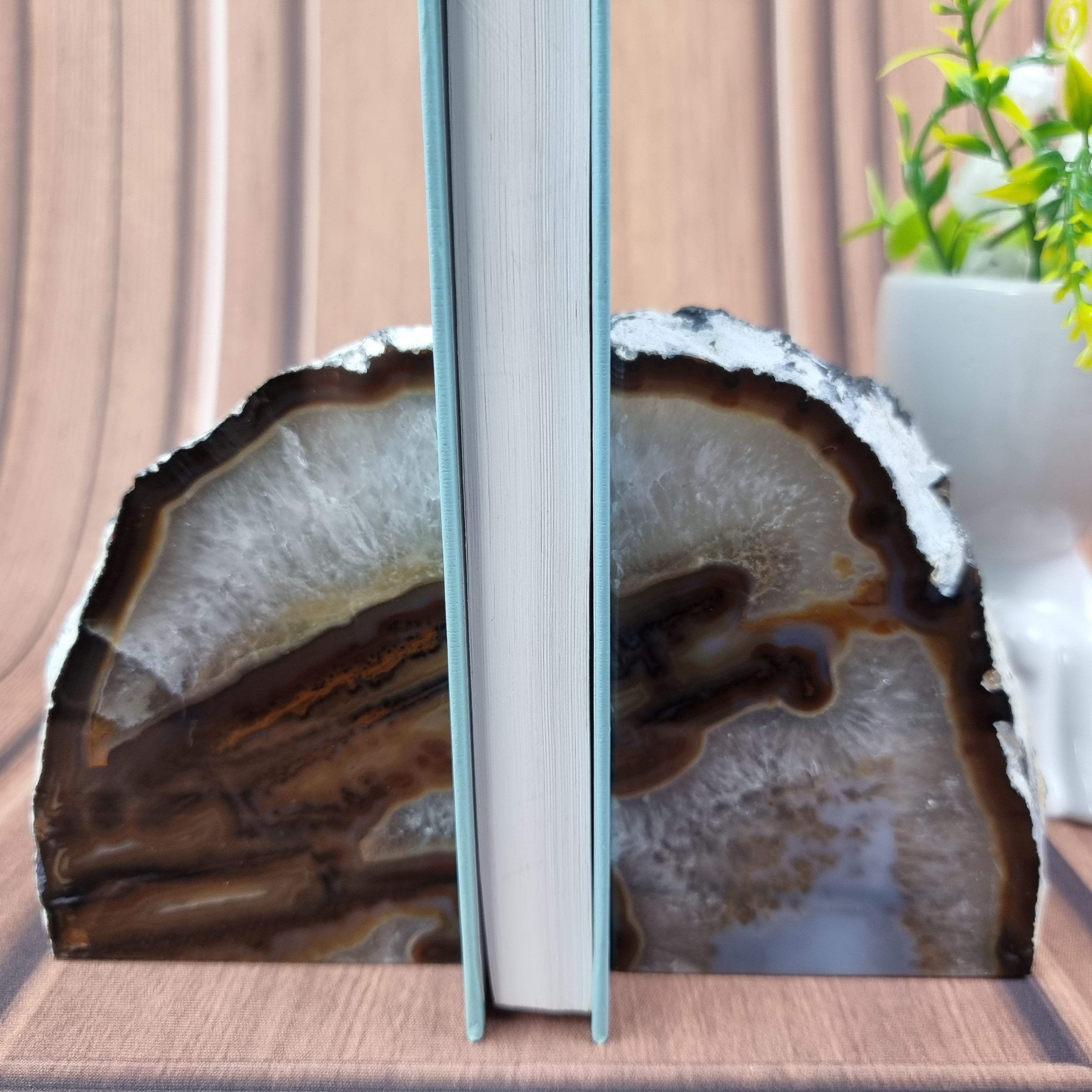 Bookend - Encosto de Livros de Àgatas Naturais | 2 unidades | Altura de 15 cm | Peça Artesanal BR Crystals