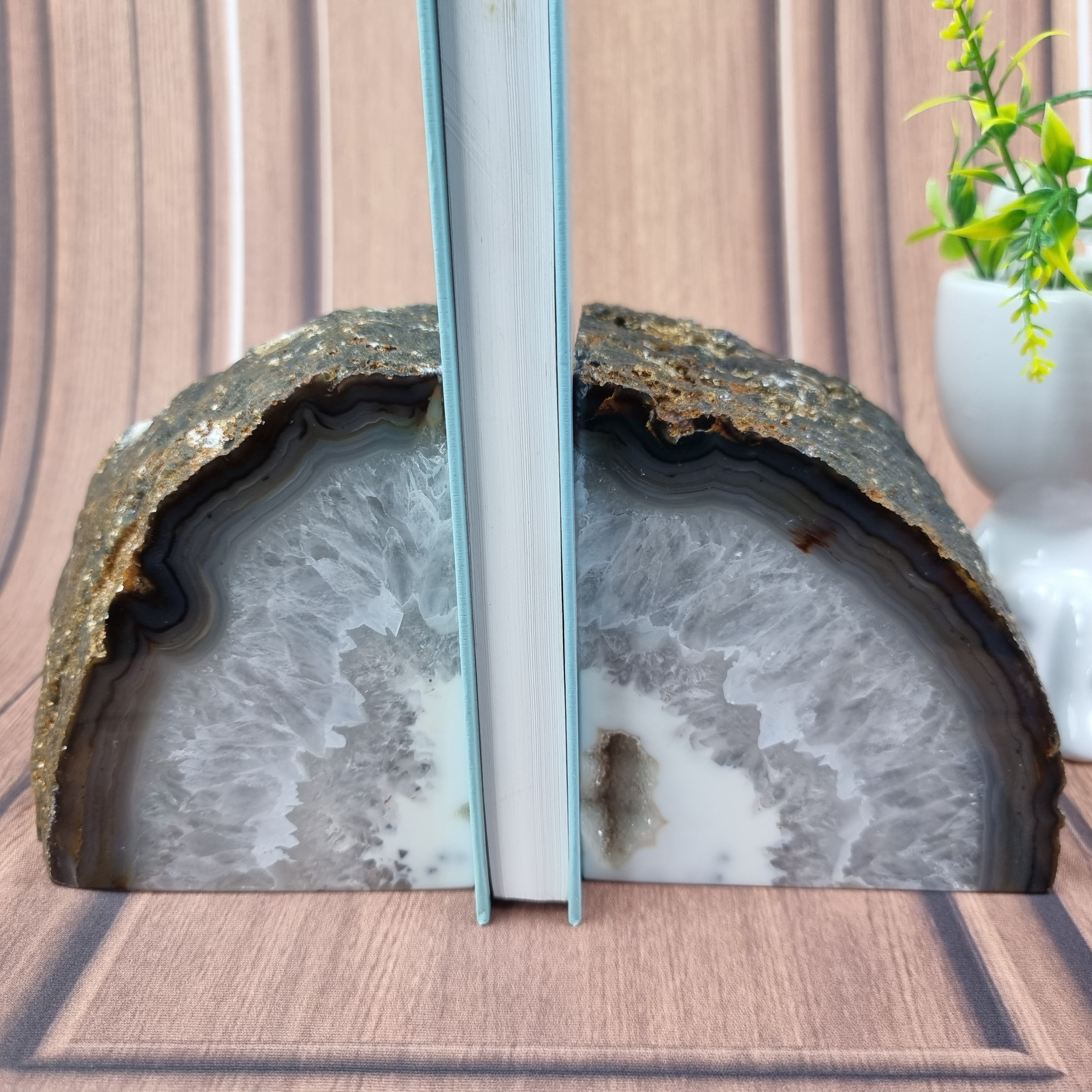 Bookend - Encosto de Livros de Àgatas Naturais | 2 unidades | Altura de 15 cm | Peça Artesanal BR Crystals