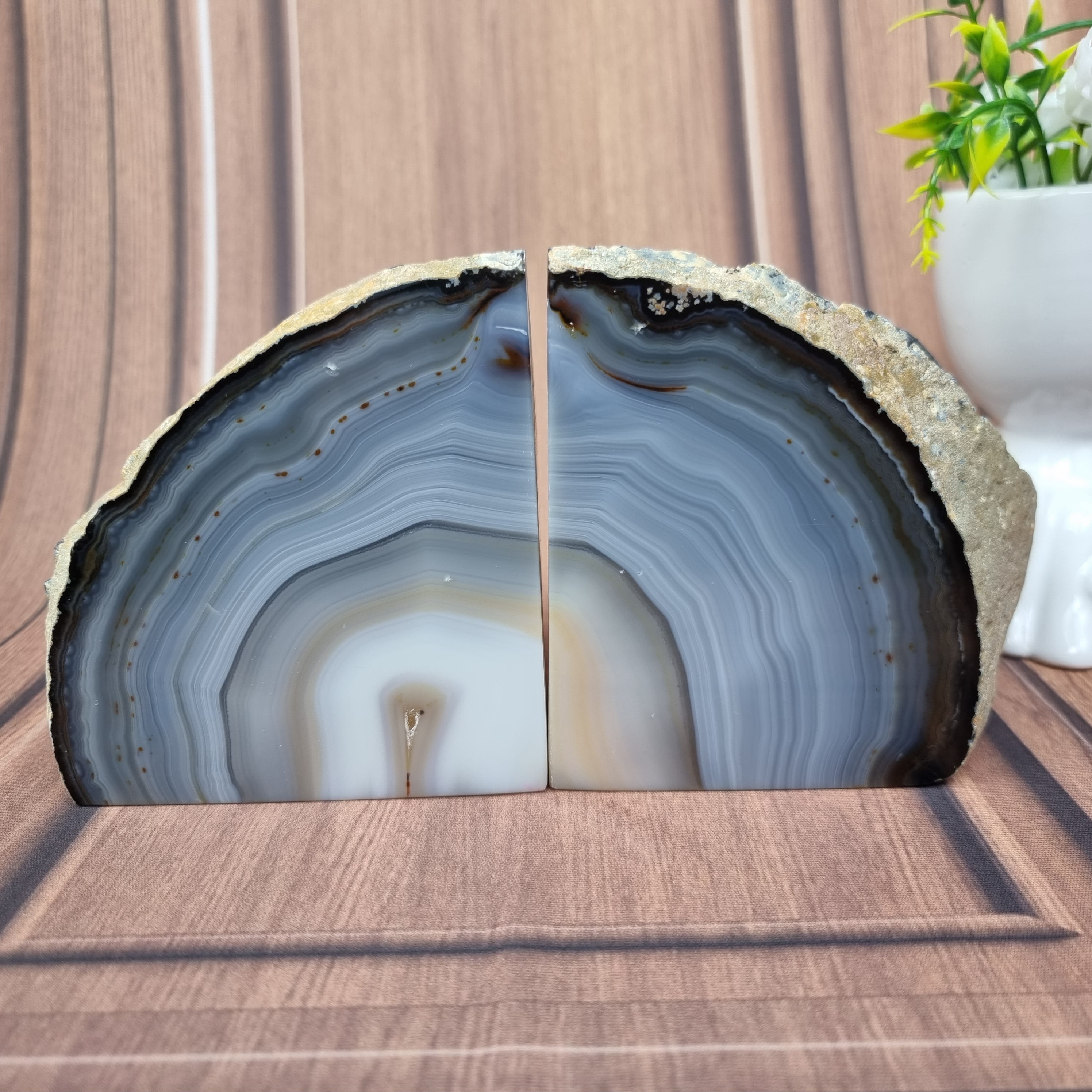 Bookend - Encosto de Livros de Àgatas Naturais | 2 unidades | Altura de 15 cm | Peça Artesanal BR Crystals