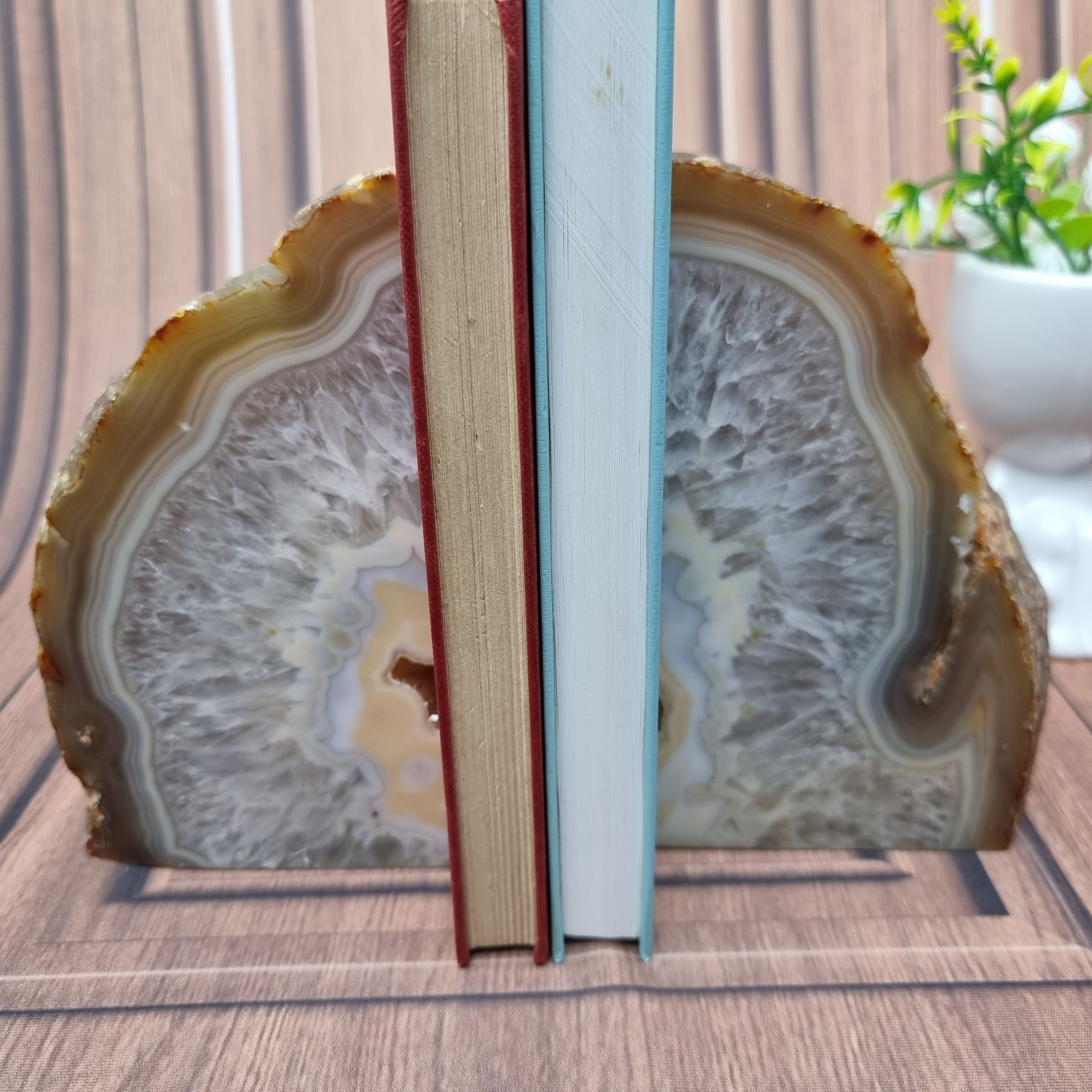 Bookend - Encosto de Livros de Àgatas Naturais Special | 2 unidades | Altura de 15 cm | Peça Artesanal BR Crystals