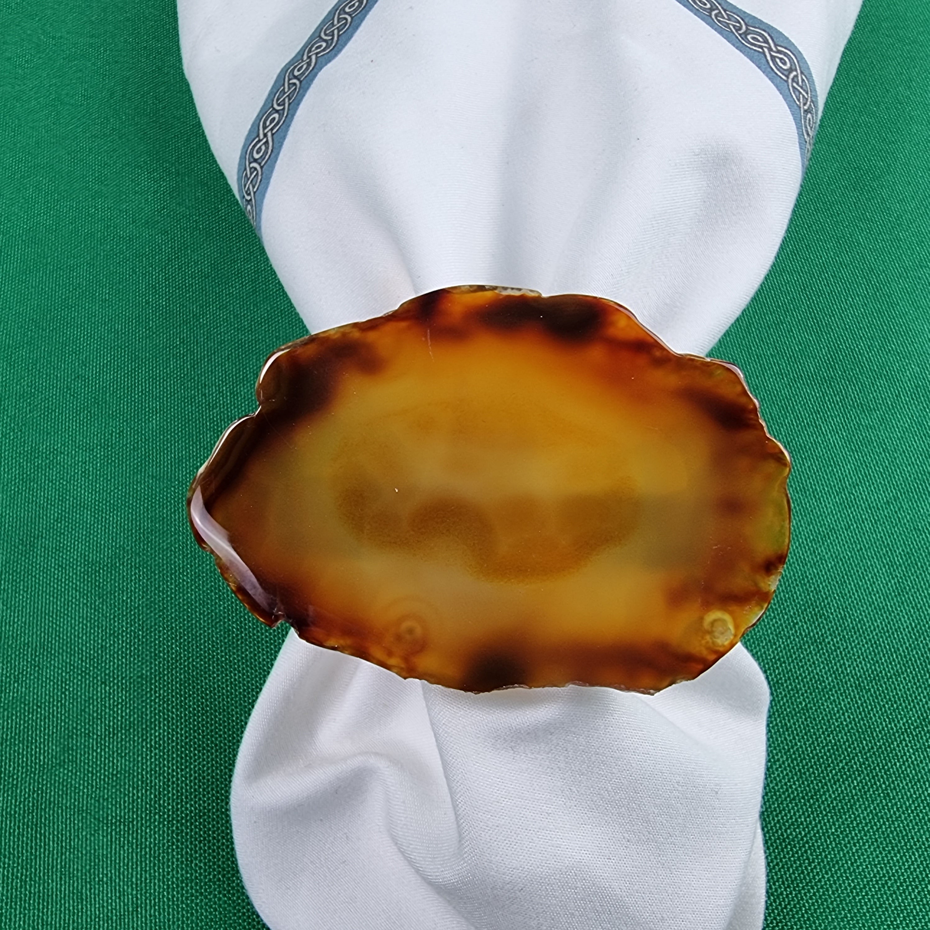 Anel de Guardanapos de Ágatas SEM Banho | Kit 10 Unidades, Tamanho 7 a 9 cm | Peça Artesanal BR Crystals