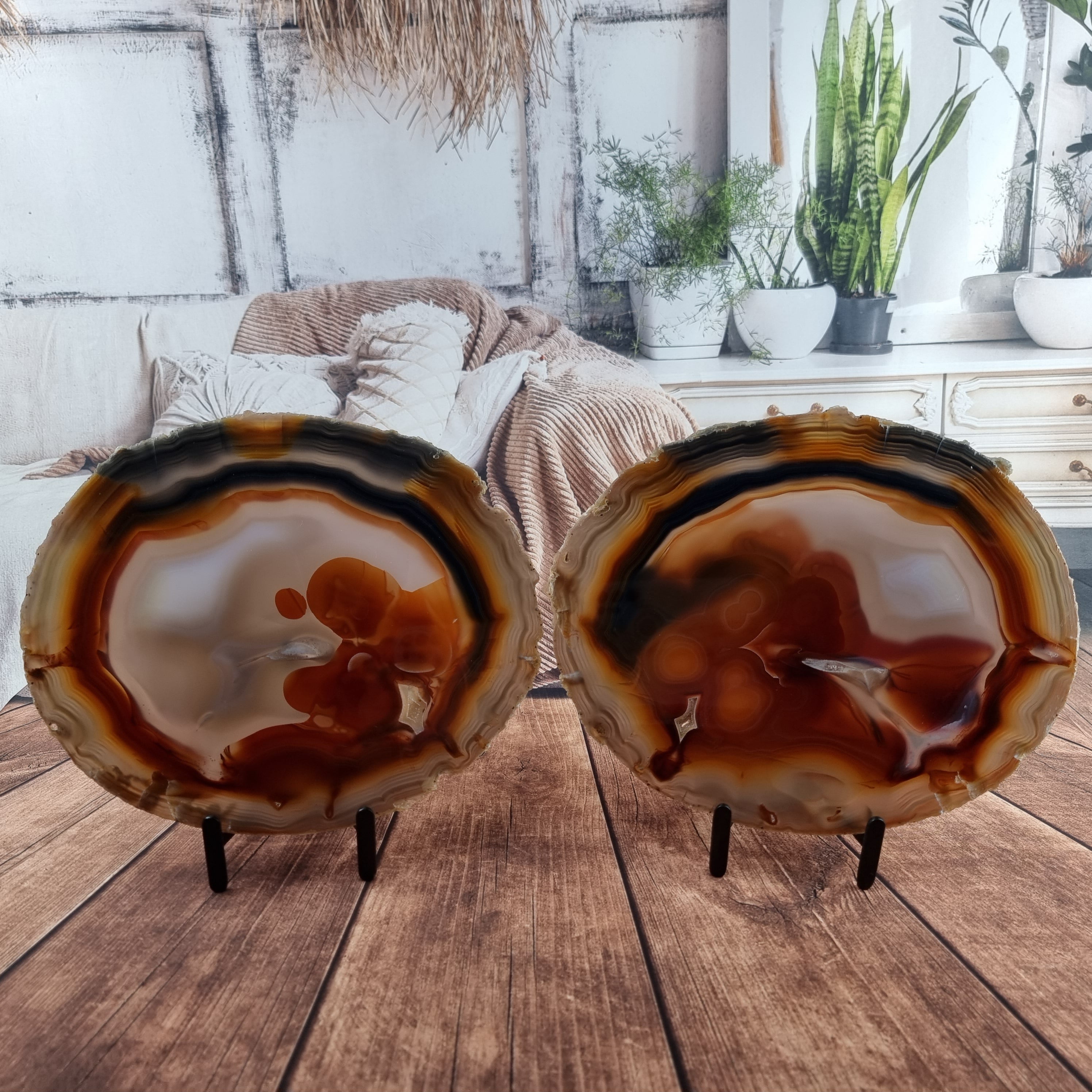 Chapa de Ágata SUPER ESPECIAL | Base de Ferro Preta | Altura 24,50 cm, 1 Unidade | Peça Artesanal BR Crystals