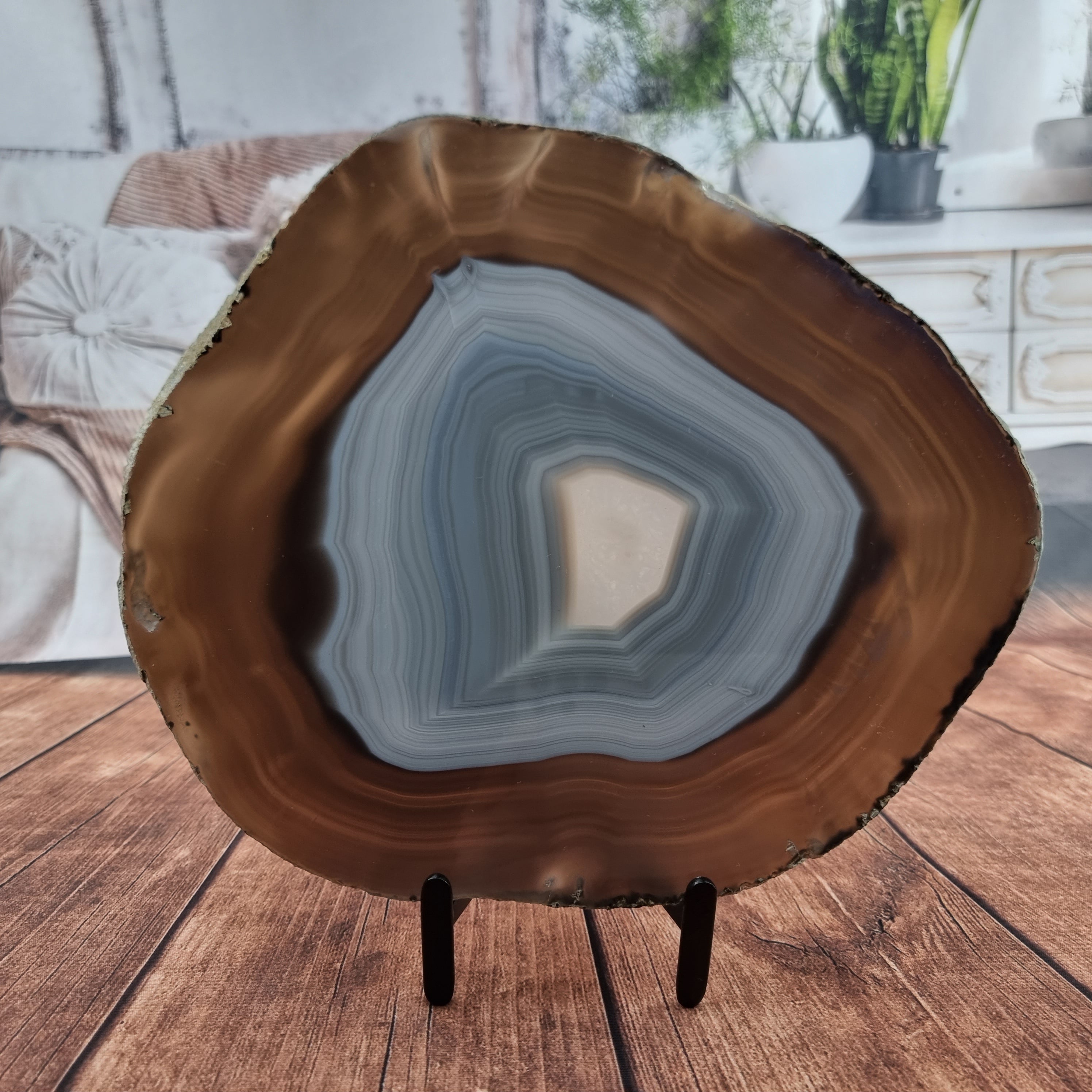 Chapa de Ágata SUPER ESPECIAL | Base de Ferro Preta | Altura 28 cm, 1 Unidade | Peça Artesanal BR Crystals