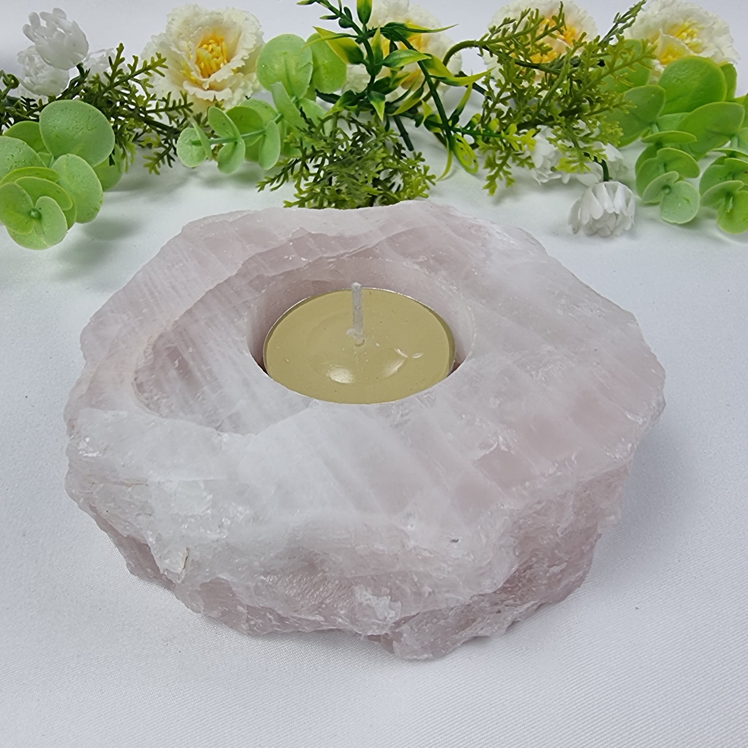 Porta Vela de Quartzo Pedras Especiais | Energia, Beleza e Sofisticação | Peça Artesanal BR Crystal