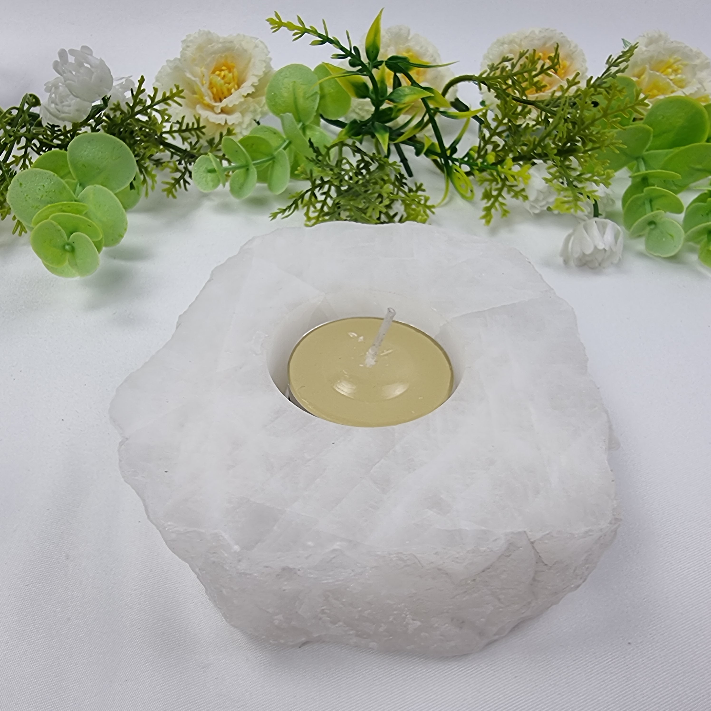 Porta Vela de Quartzo Pedras Especiais | Energia, Beleza e Sofisticação | Peça Artesanal BR Crystal