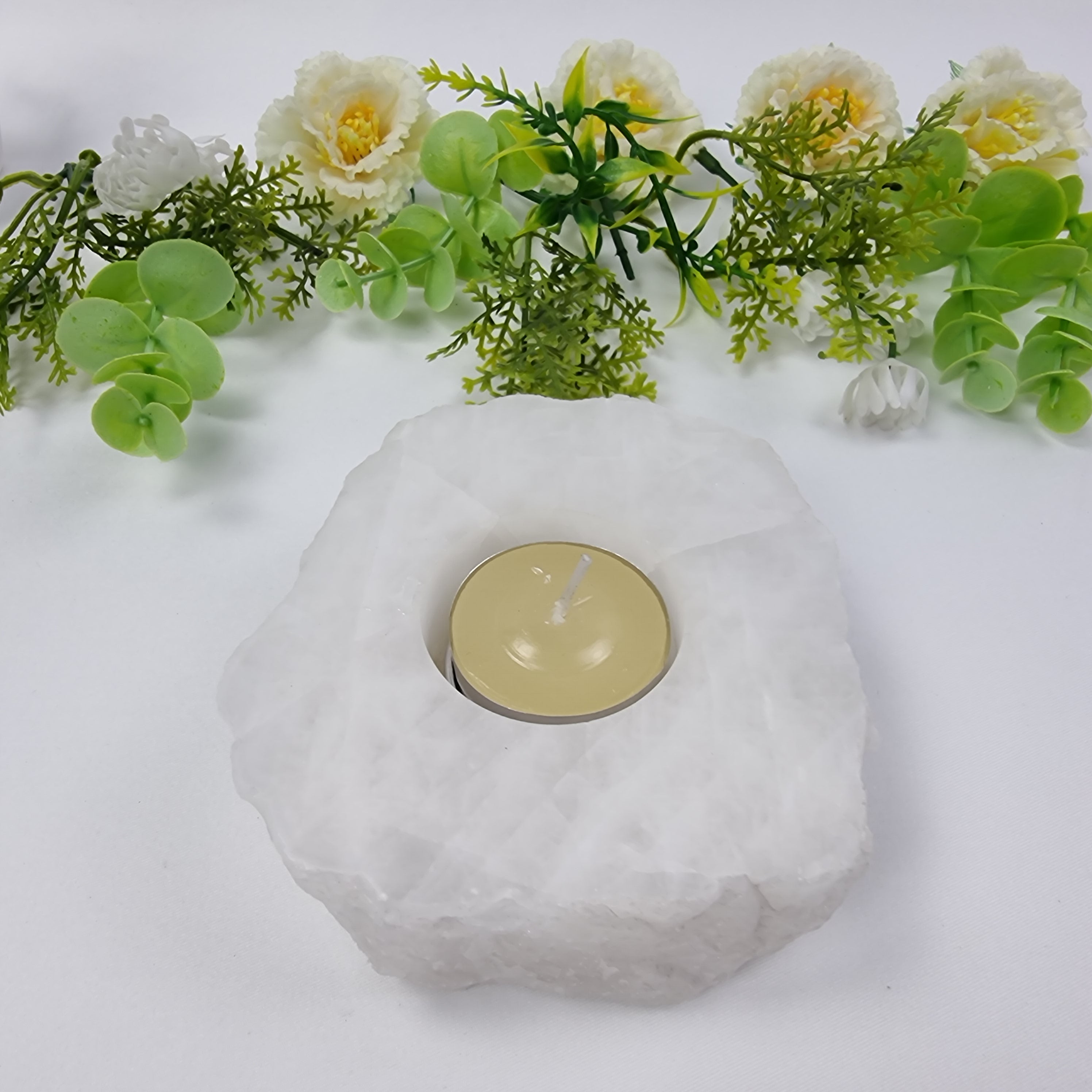 Porta Vela de Quartzo Pedras Especiais | Energia, Beleza e Sofisticação | Peça Artesanal BR Crystal