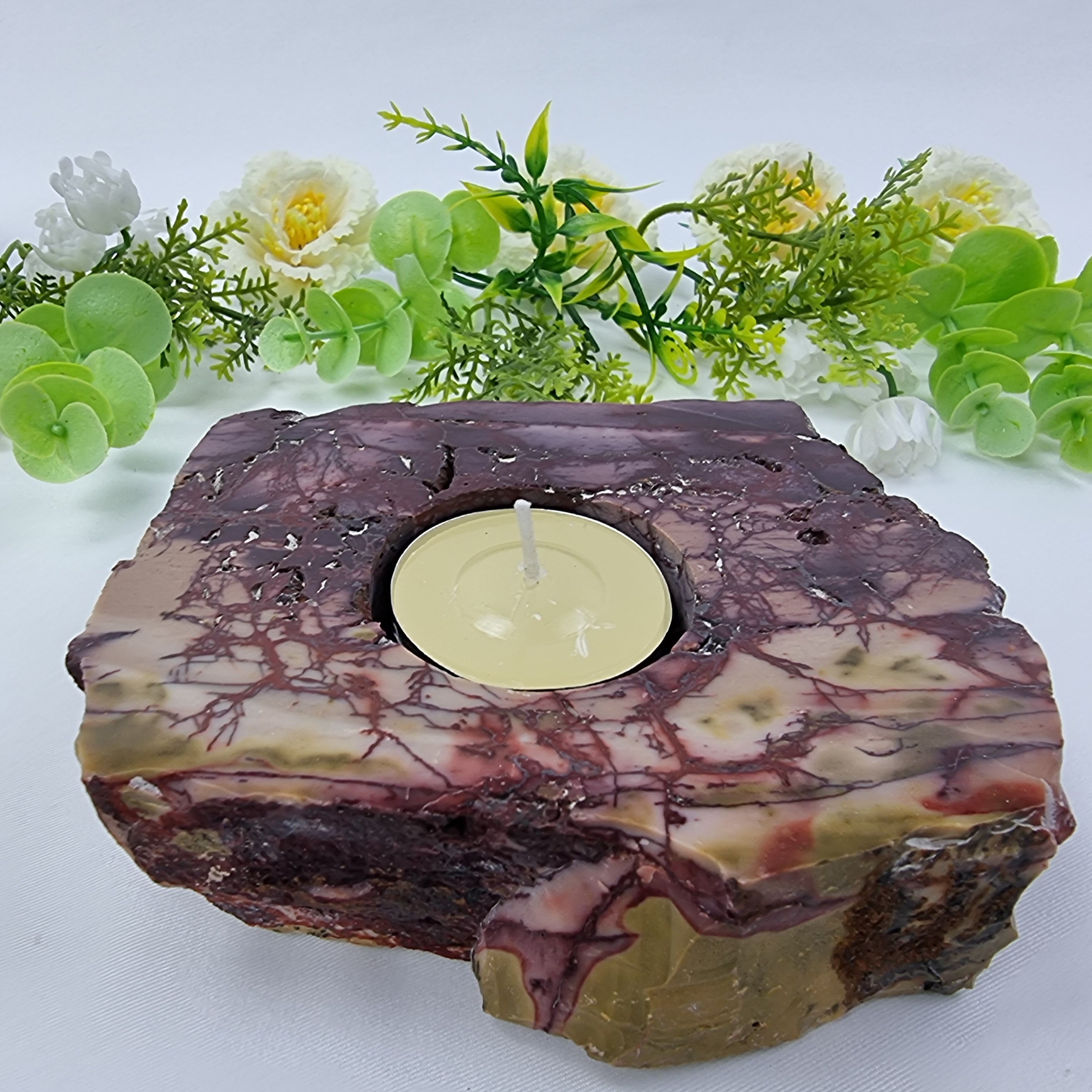 Porta Vela de Quartzo Pedras Especiais | Energia, Beleza e Sofisticação | Peça Artesanal BR Crystal