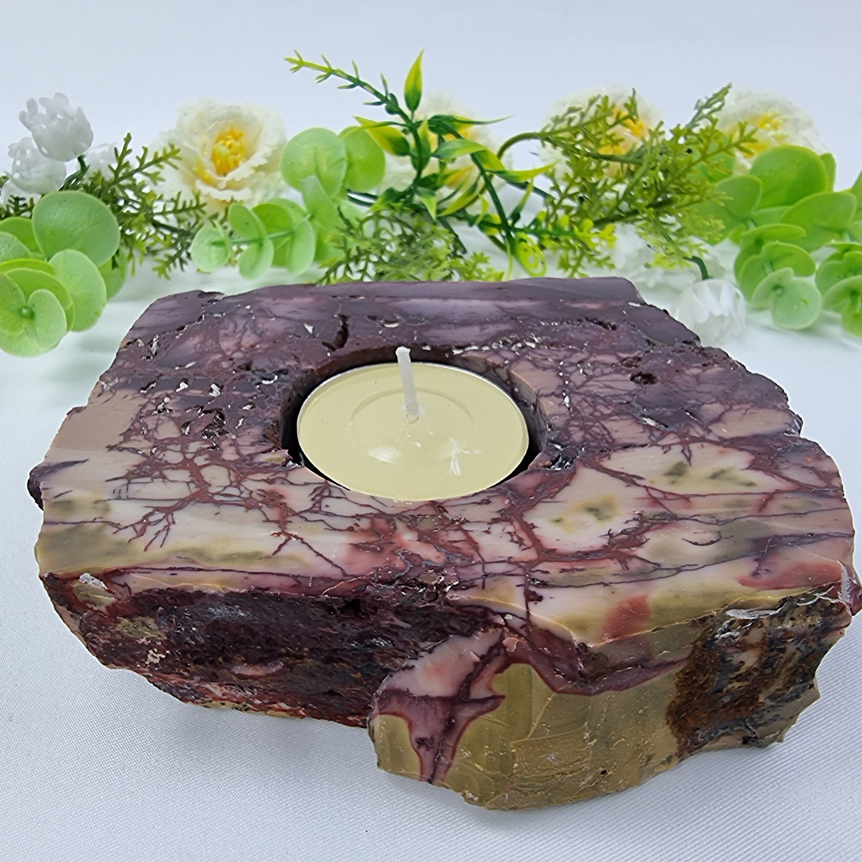 Porta Vela de Quartzo Pedras Especiais | Energia, Beleza e Sofisticação | Peça Artesanal BR Crystal