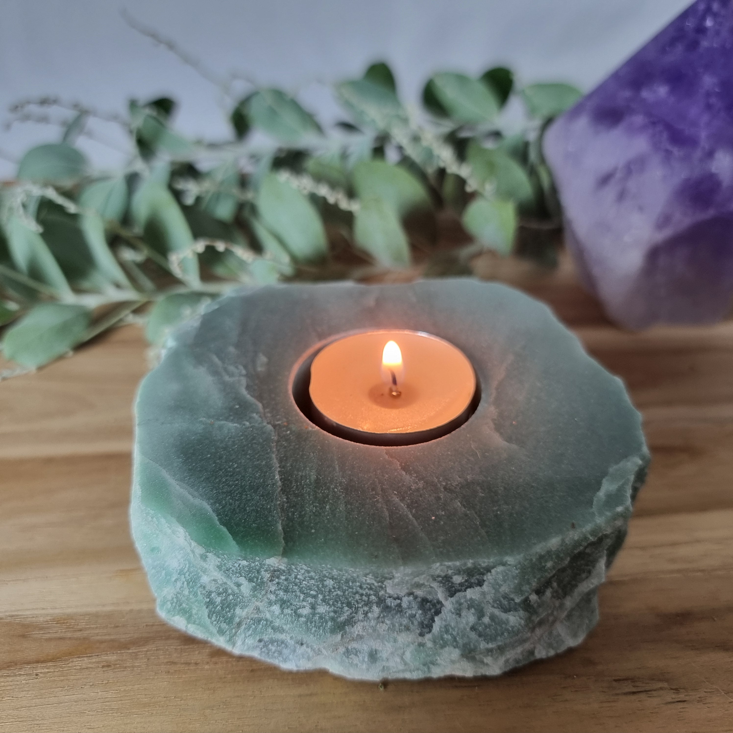 Porta Vela de Quartzo Pedras Especiais | Energia, Beleza e Sofisticação | Peça Artesanal BR Crystal