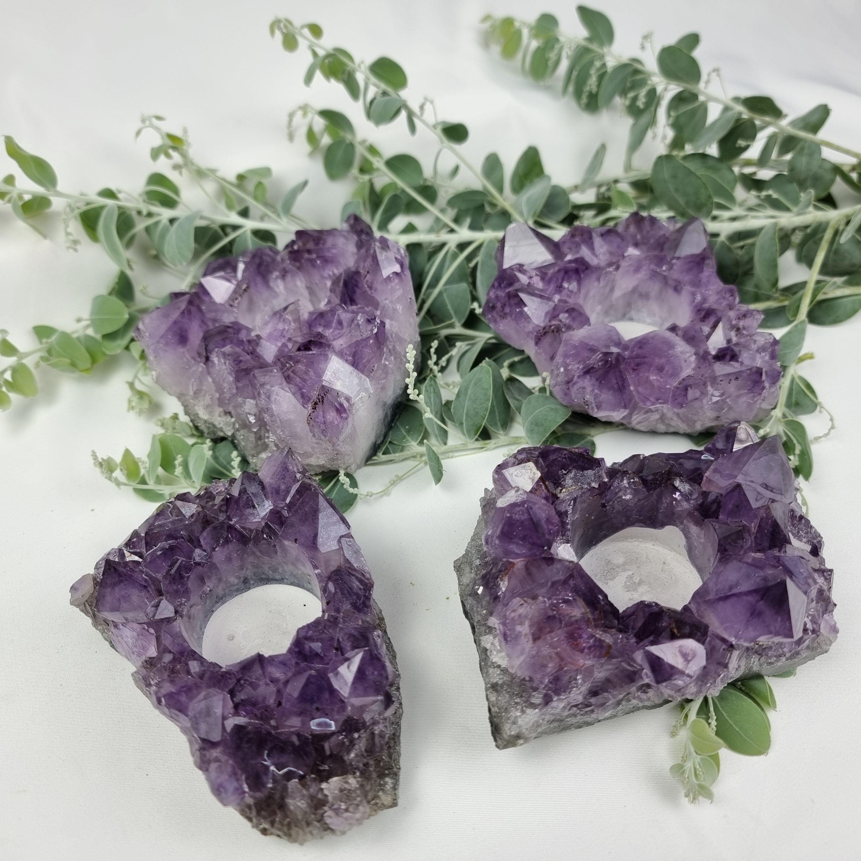 Porta Vela de Ametista Drusa com Cristais Especiais | Energia, Beleza e Sofisticação | Peça Artesanal BR Crystals