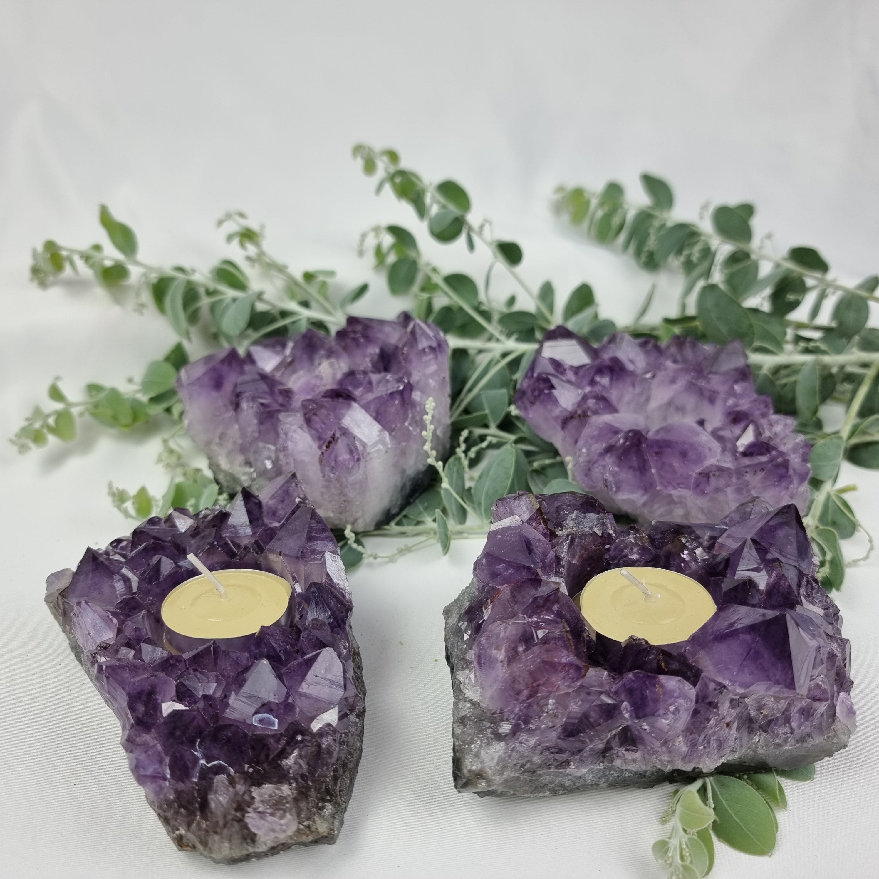 Porta Vela de Ametista Drusa com Cristais Especiais | Energia, Beleza e Sofisticação | Peça Artesanal BR Crystals