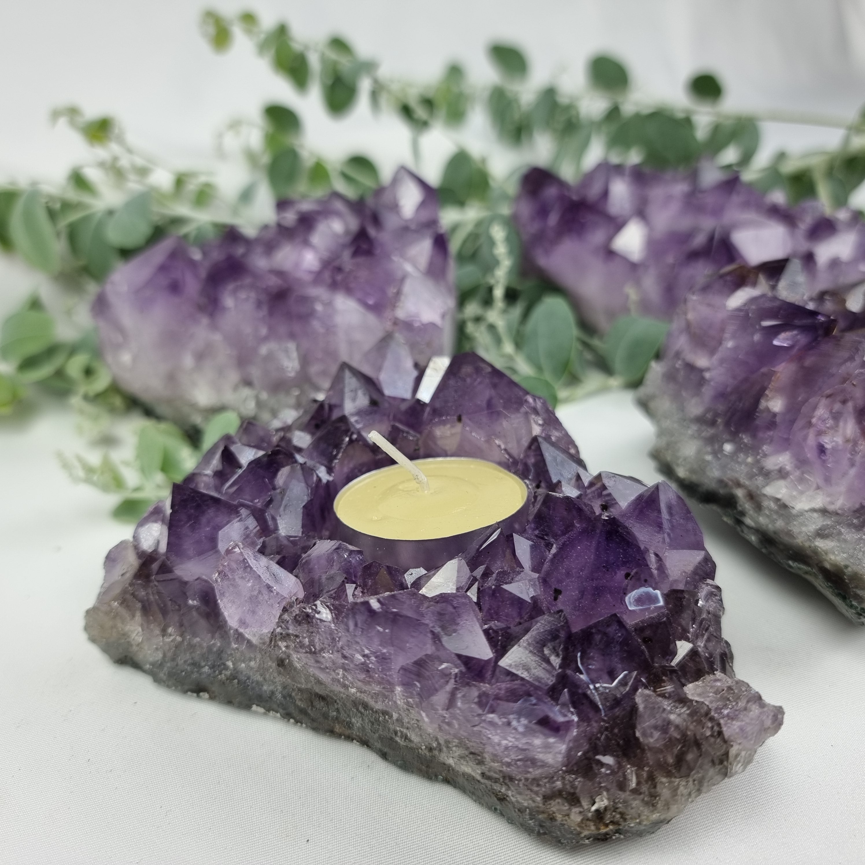 Porta Vela de Ametista Drusa com Cristais Especiais | Energia, Beleza e Sofisticação | Peça Artesanal BR Crystals