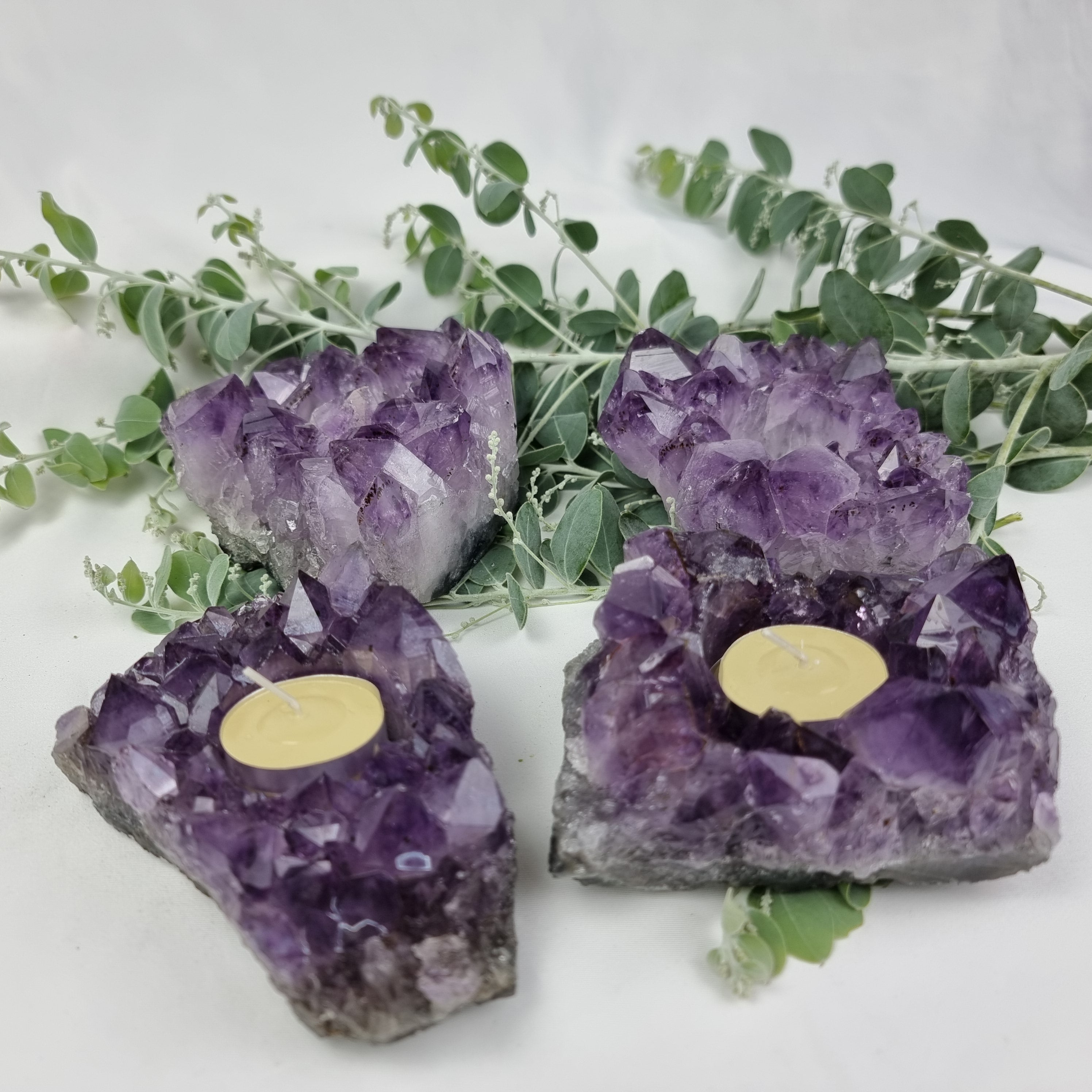 Porta Vela de Ametista Drusa com Cristais Especiais | Energia, Beleza e Sofisticação | Peça Artesanal BR Crystals