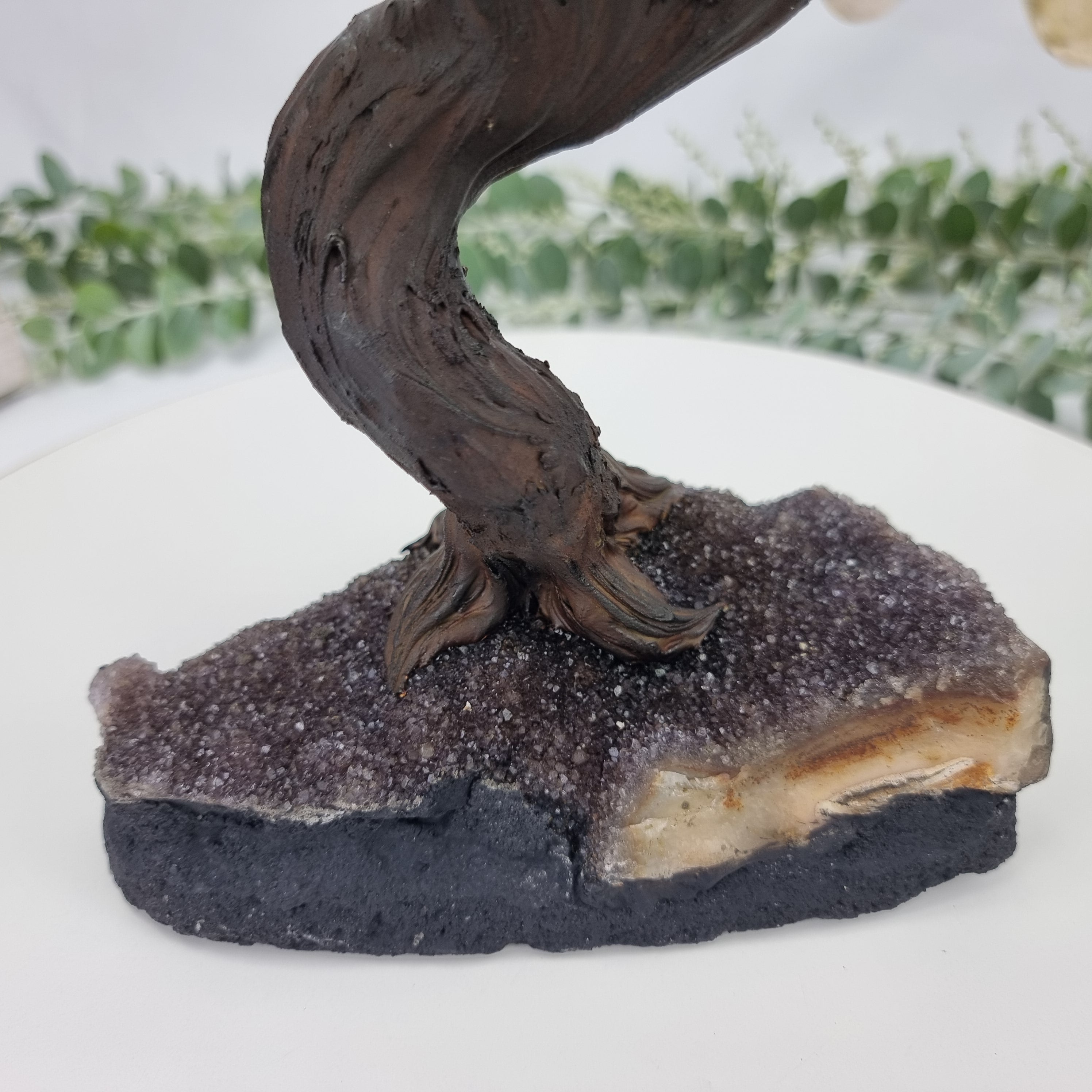 Árvore de CITRINO Natural | 120 Pedras, 24 galhos | Base de Ametista com 20 cm altura - Peça Artesanal BR Crystals