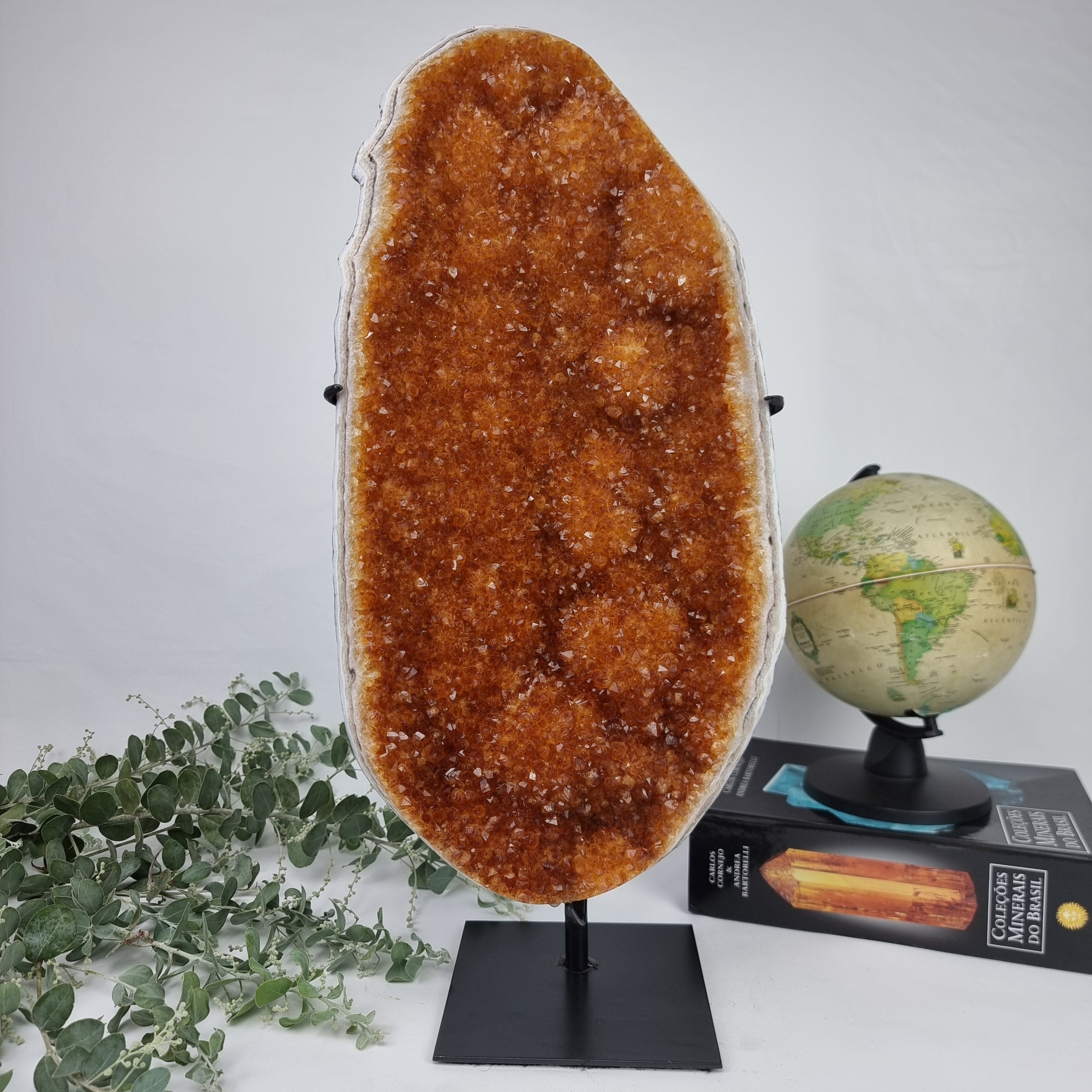 CITRINO Drusa Super Especial | Base de Ferro Preta | Peso 6,90 Kgs, Altura de 51 cm | Peça Artesanal BR Crystals