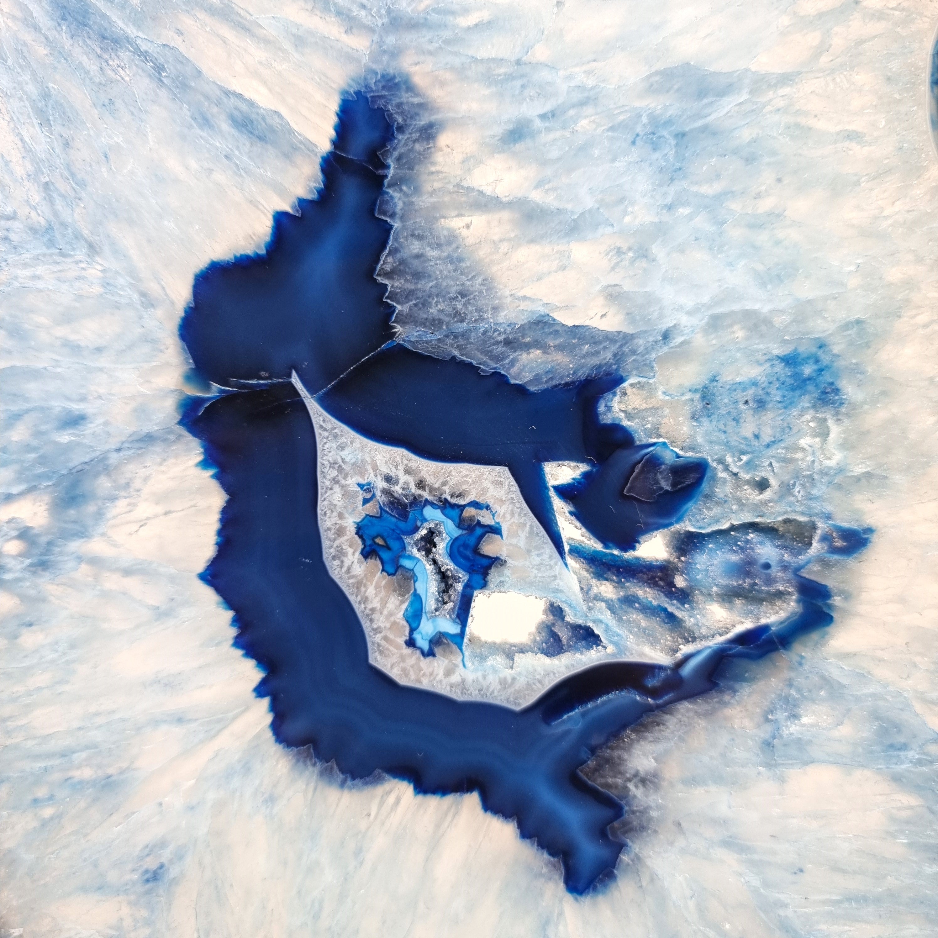 Chapas de Àgatas SUPER "SPECIAL" AZUIS | Base de Ferro Preta | 2 Unidades | Peça Artesanal BR Crystals