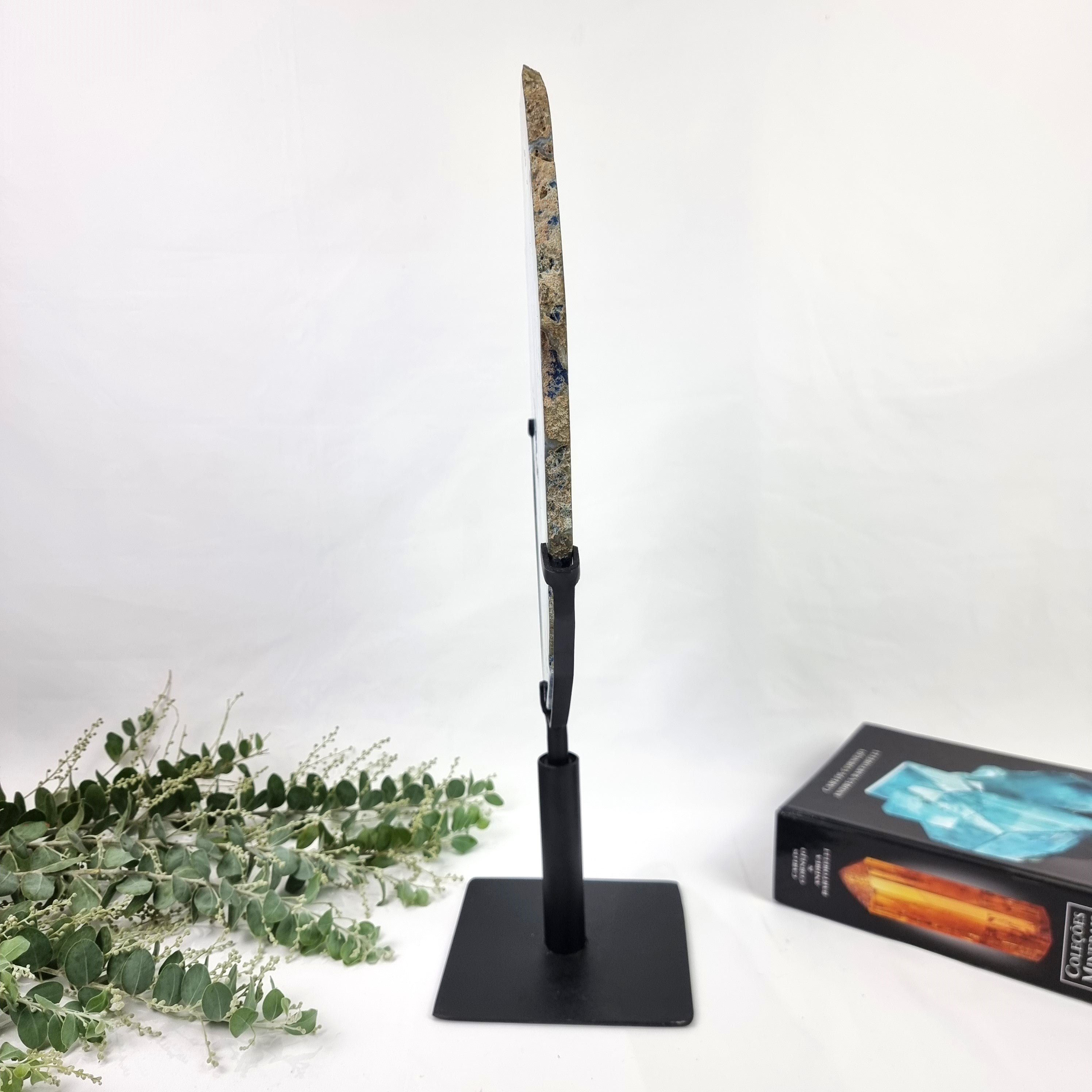 Chapas de Àgatas SUPER "SPECIAL" AZUIS | Base de Ferro Preta | 2 Unidades | Peça Artesanal BR Crystals