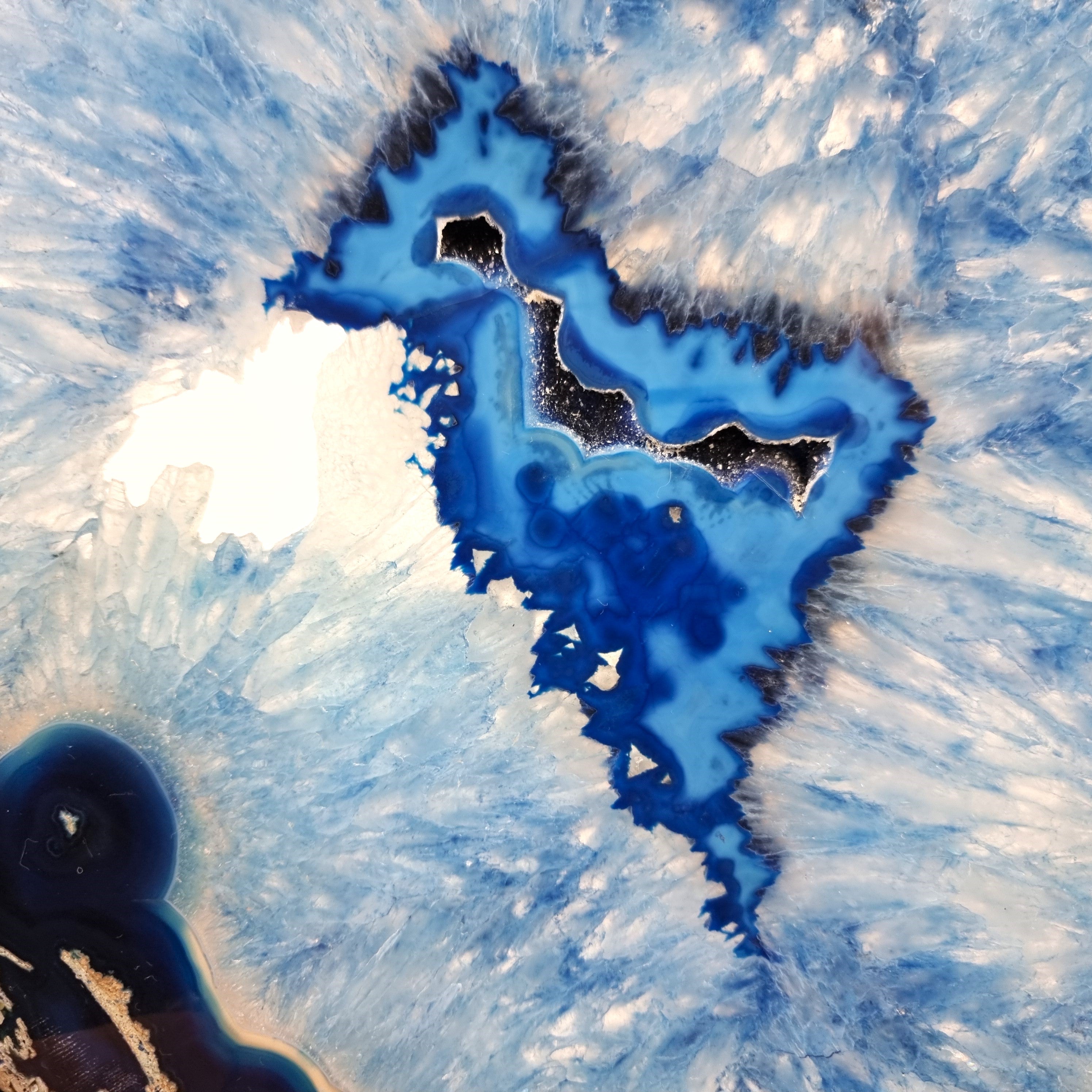 Chapas de Àgatas SUPER "SPECIAL" AZUIS | Base de Ferro Preta | 2 Unidades | Peça Artesanal BR Crystals