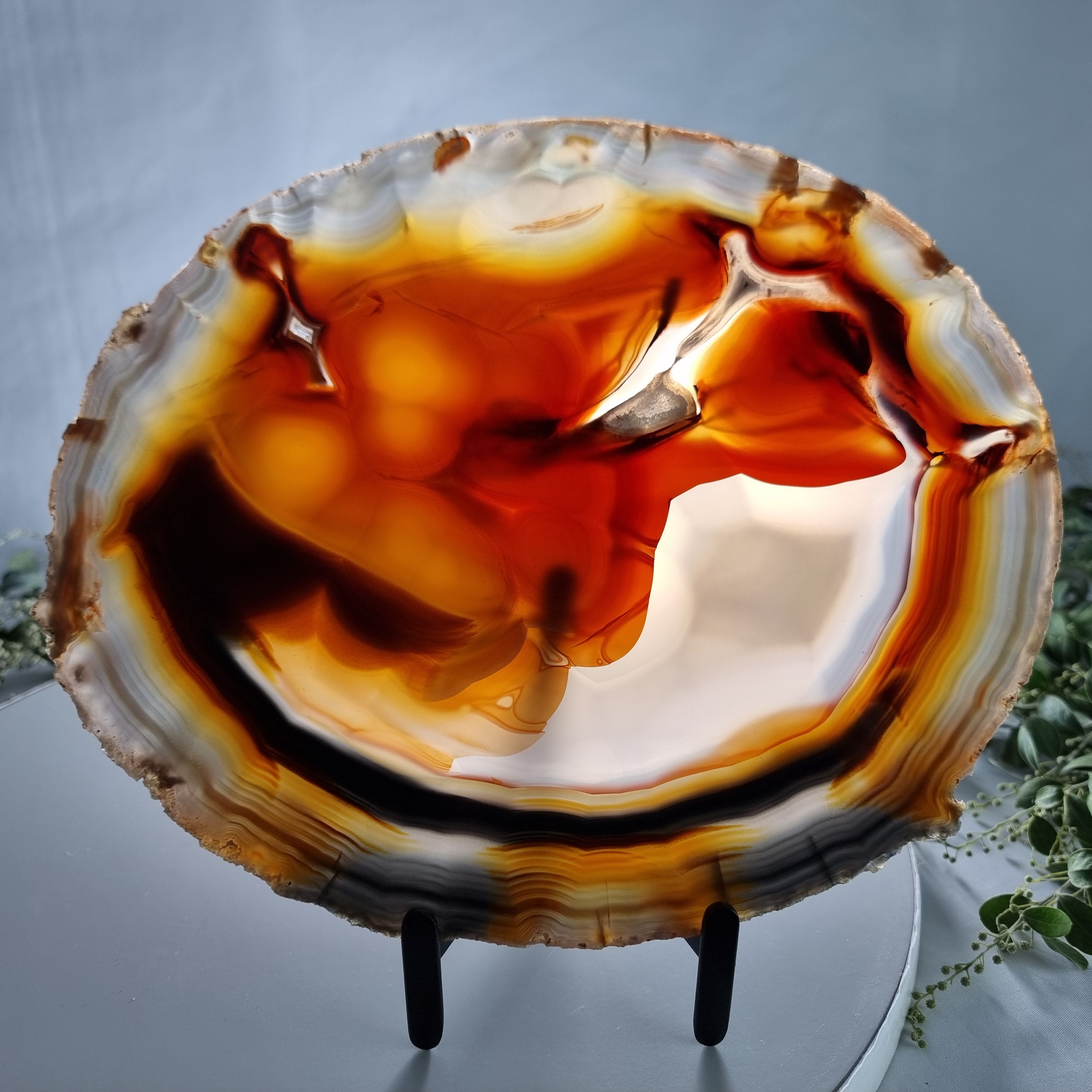 Chapa de Ágata SUPER ESPECIAL | Base de Ferro Preta | Altura 24,50 cm, 1 Unidade | Peça Artesanal BR Crystals