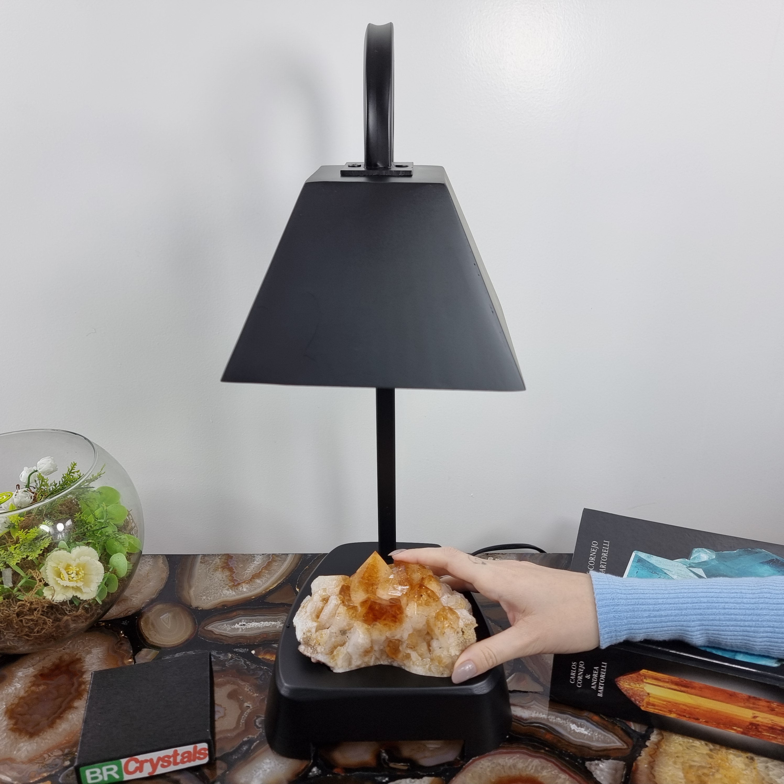 ABAJUR de Pedras Preciosas | Linda Pedra Drusa na Base | Super Especial com 45 cm altura - Peça Artesanal BR Crystals