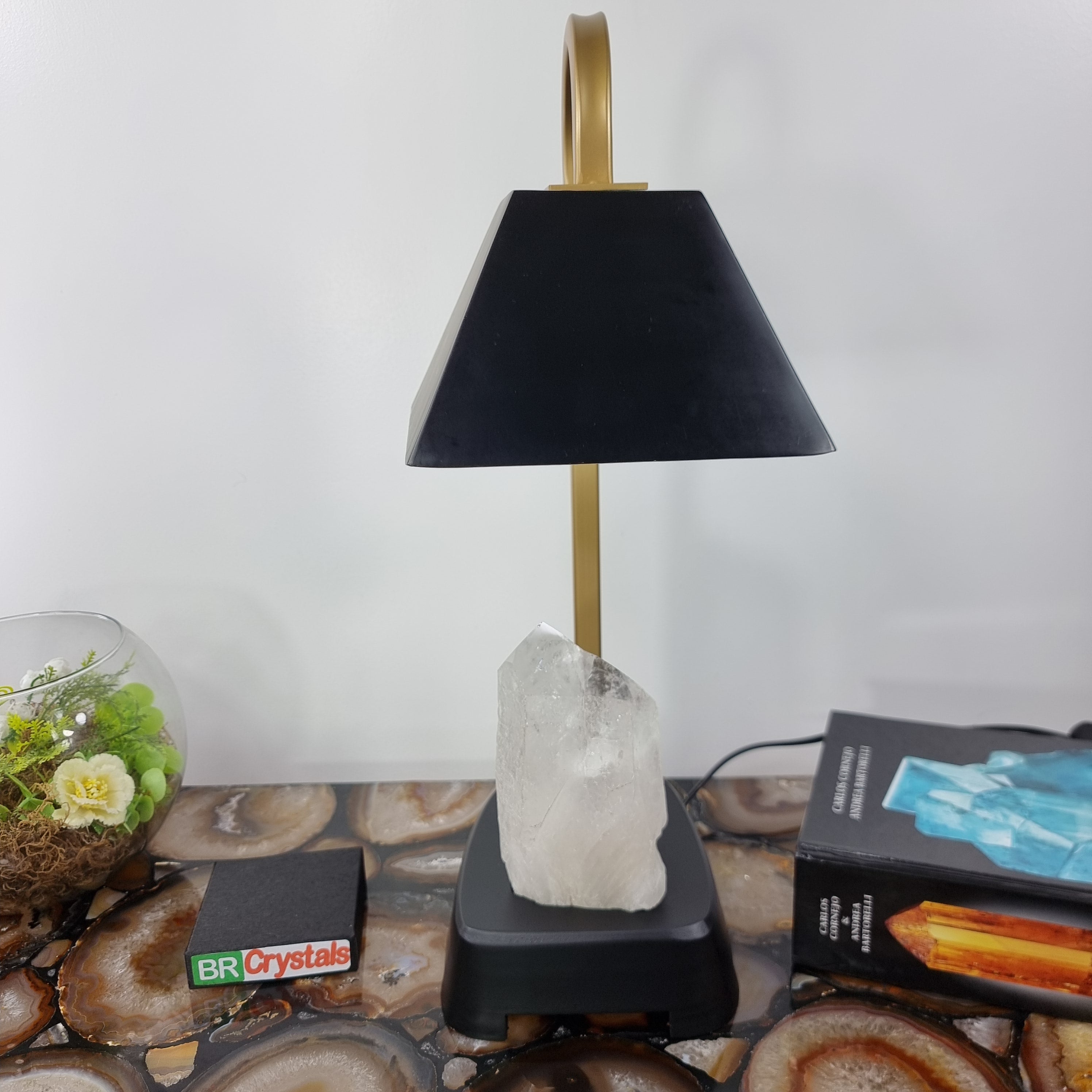 ABAJUR de Pedras Preciosas | Linda Pedra Drusa na Base | Super Especial com 45 cm altura - Peça Artesanal BR Crystals