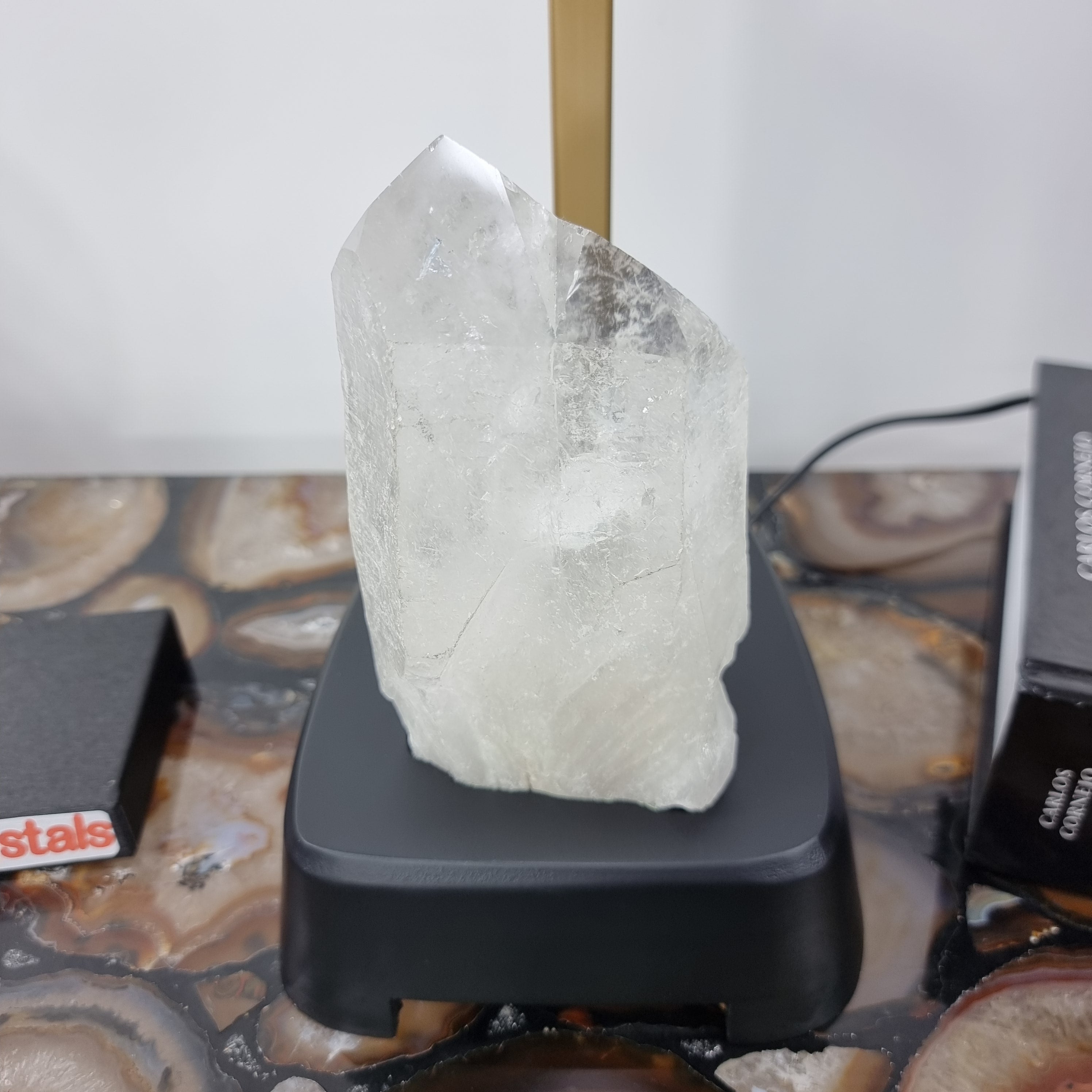 ABAJUR de Pedras Preciosas | Linda Pedra Drusa na Base | Super Especial com 45 cm altura - Peça Artesanal BR Crystals