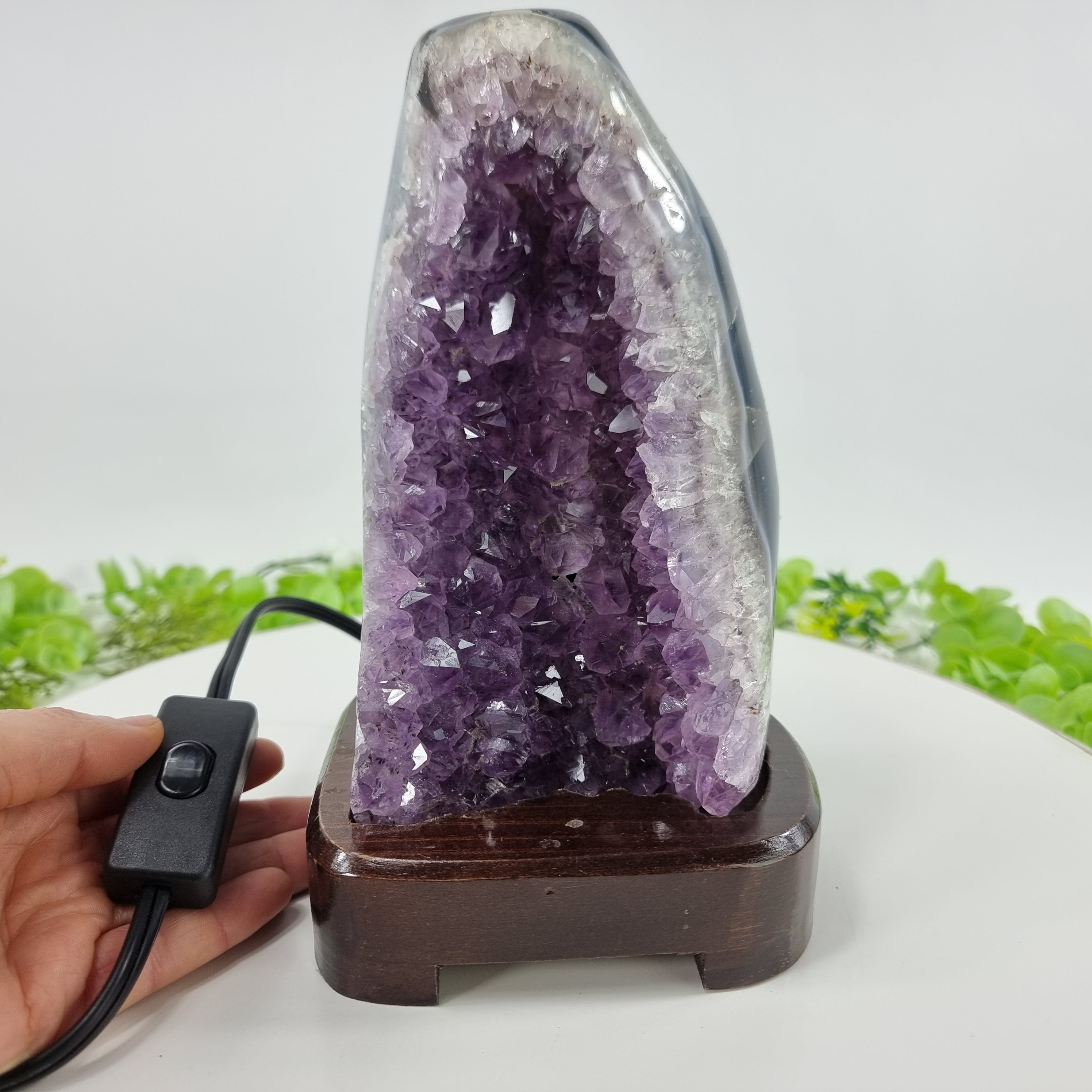 Luminária Ametista Pedra Roxa | Peso 1,80 Kg, Altura 18 cm | Energia, Beleza e Sofisticação