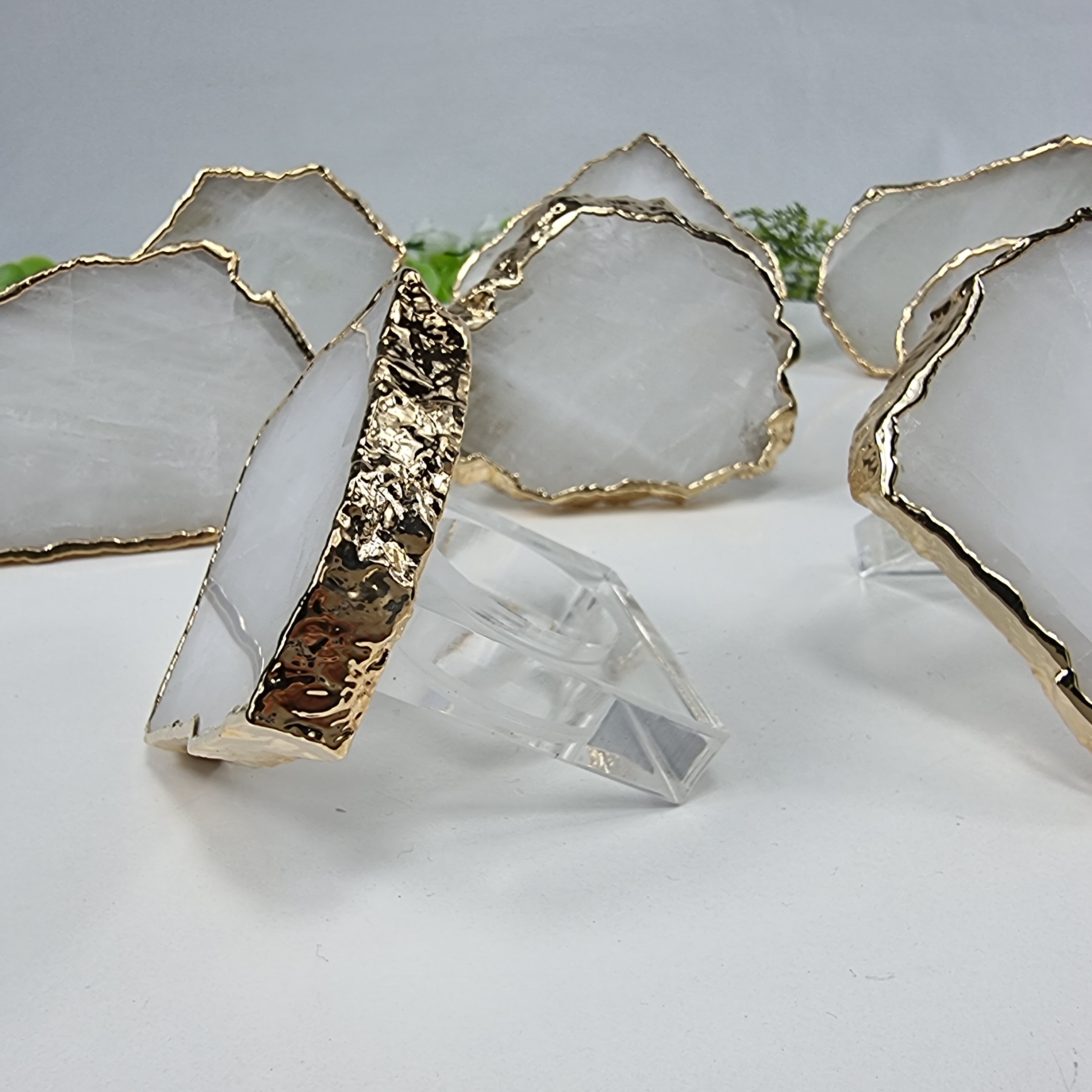 Porta Guardanapos QUARTZO BRANCO com Acrílico | 6 unidades | Tamanho de 7 a 9 cm | Peça Artesanal BR Crystals