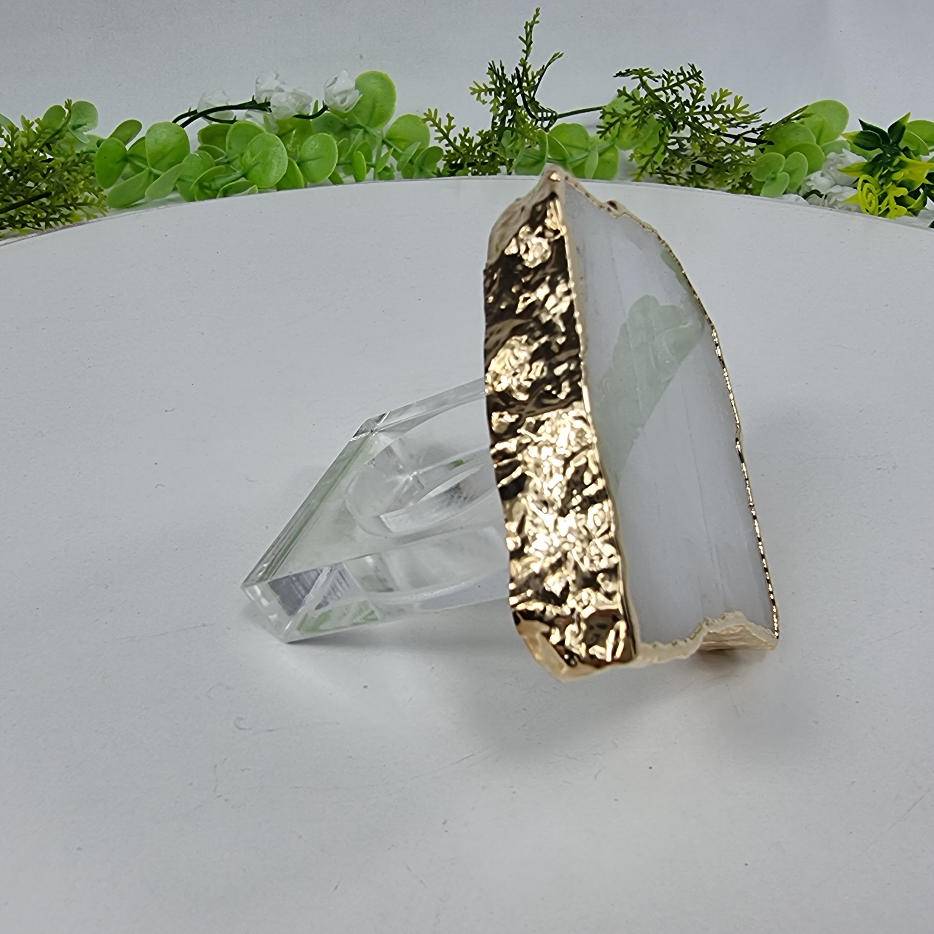 Porta Guardanapos QUARTZO BRANCO com Acrílico | 6 unidades | Tamanho de 7 a 9 cm | Peça Artesanal BR Crystals