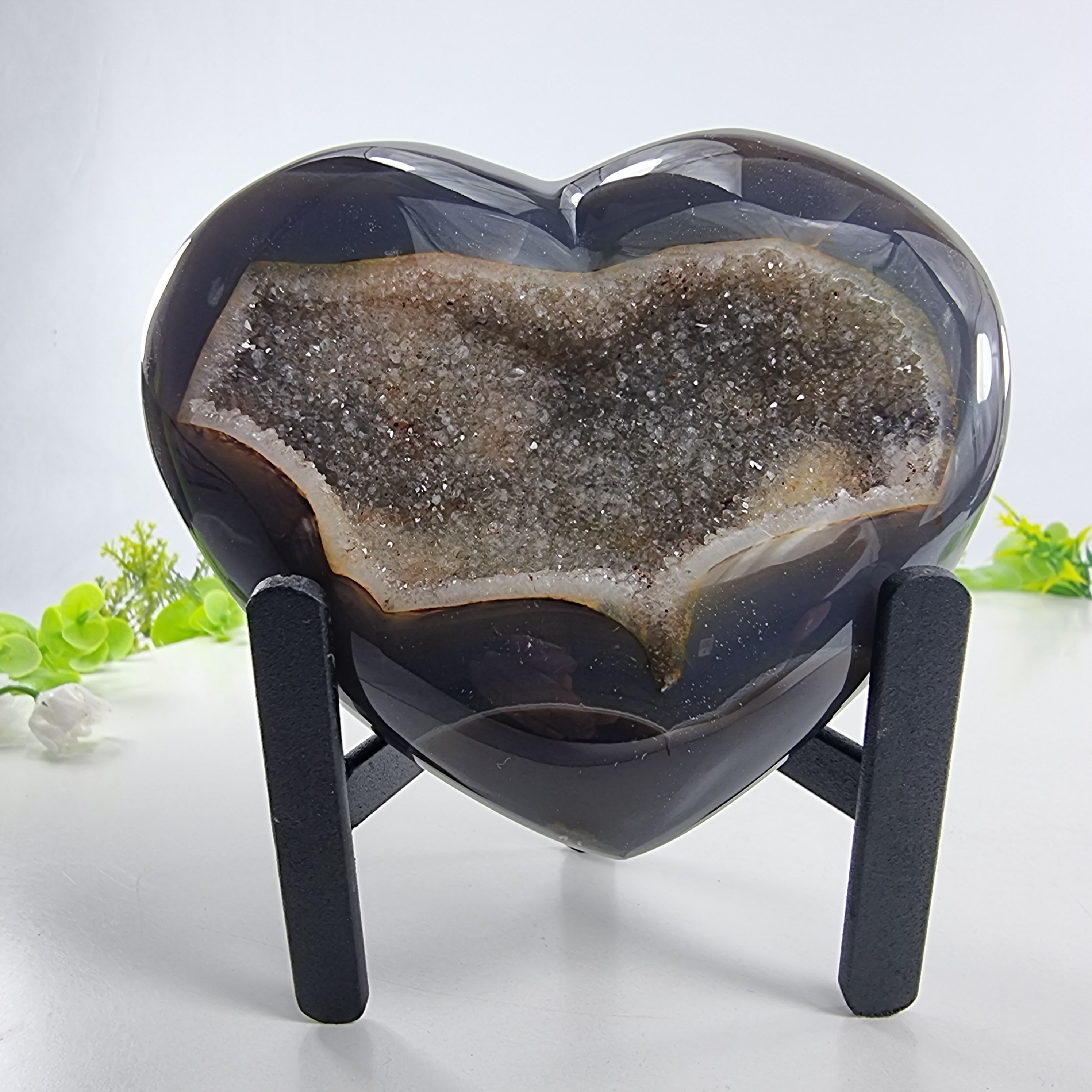 Coração de Àgatas Naturais | Altura 11,5 cm, com 0,745 kgs | Peça Artesanal BR Crystals