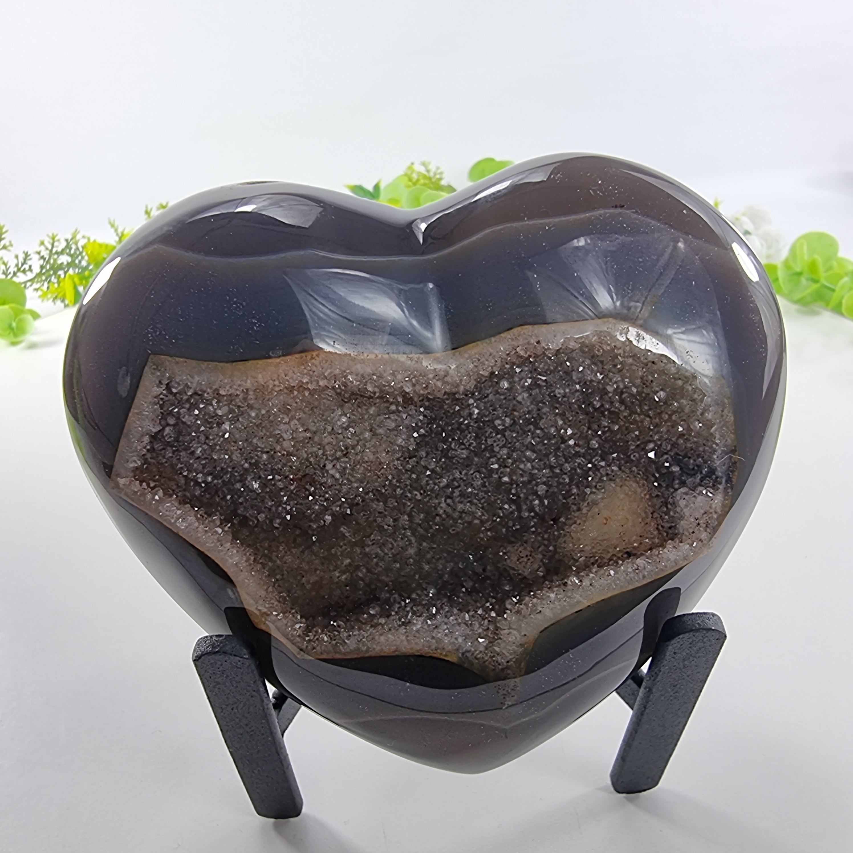 Coração de Àgatas Naturais | Altura 11,5 cm, com 0,745 kgs | Peça Artesanal BR Crystals