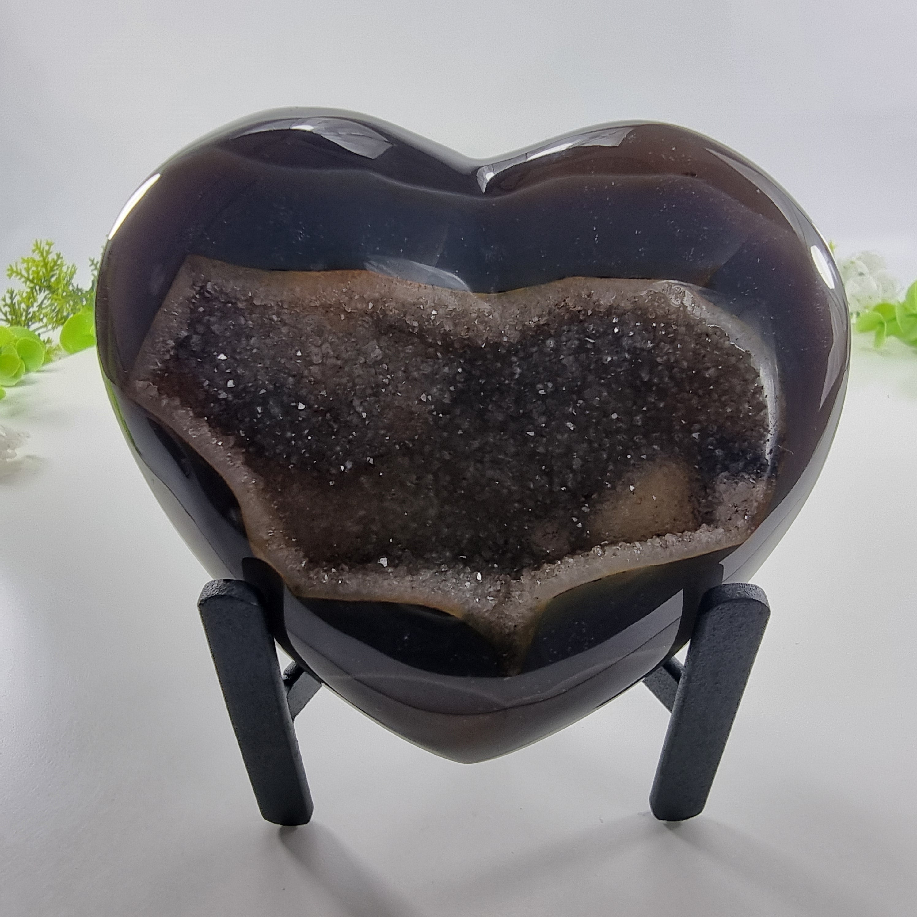 Coração de Àgatas Naturais | Altura 11,5 cm, com 0,745 kgs | Peça Artesanal BR Crystals