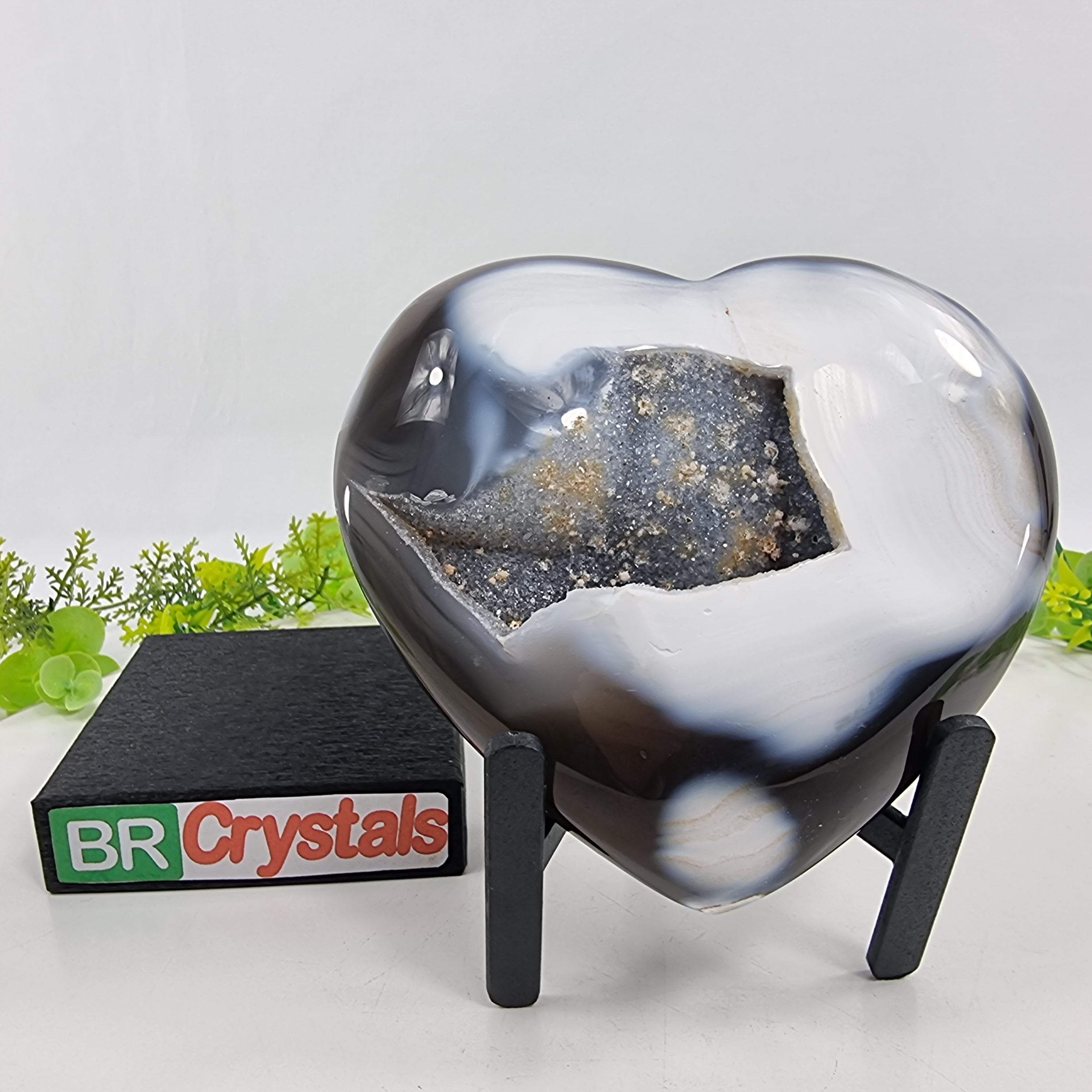 Coração de Àgatas Naturais | Altura 11,5 cm, com 0,720 kgs | Peça Artesanal BR Crystals