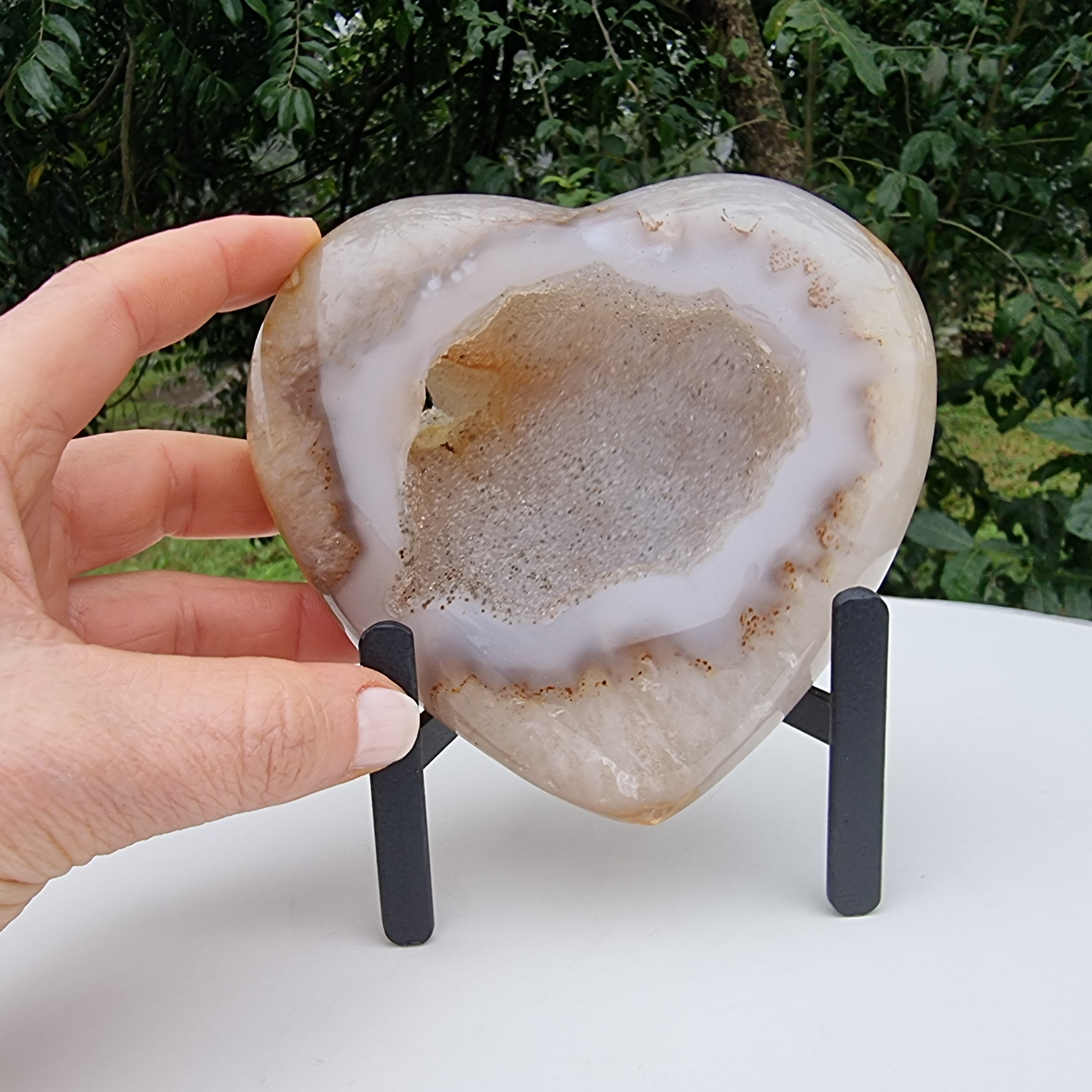 Coração de Àgatas Naturais | Altura 11,5 cm, com 0,690 kgs | Peça Artesanal BR Crystals