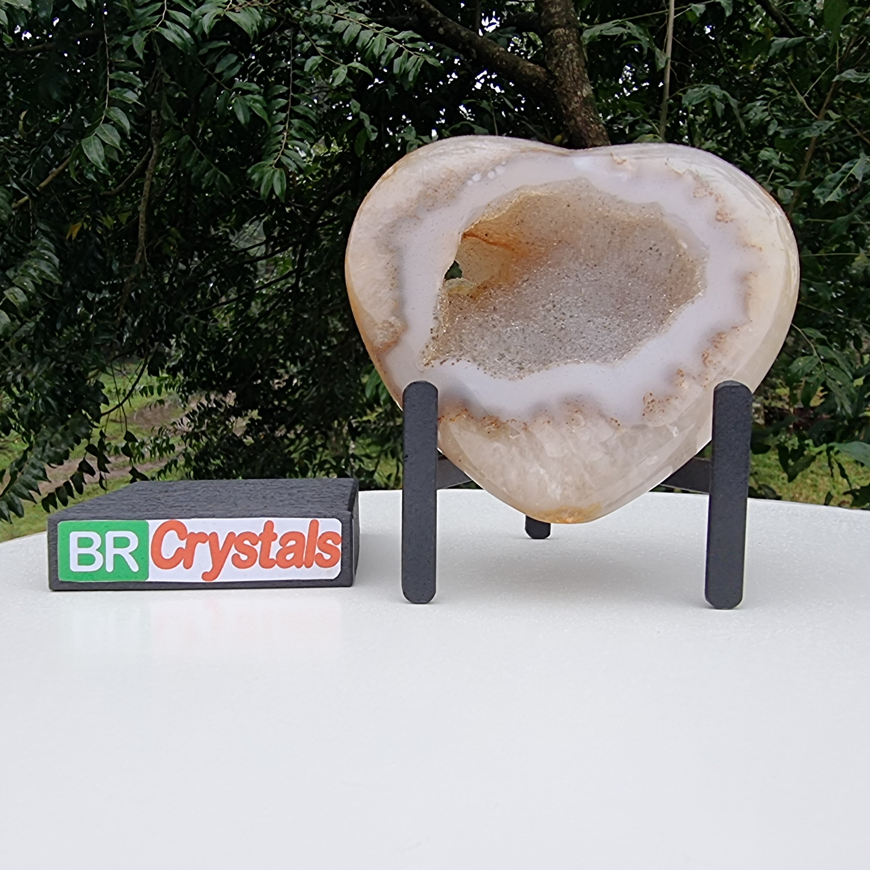 Coração de Àgatas Naturais | Altura 11,5 cm, com 0,690 kgs | Peça Artesanal BR Crystals