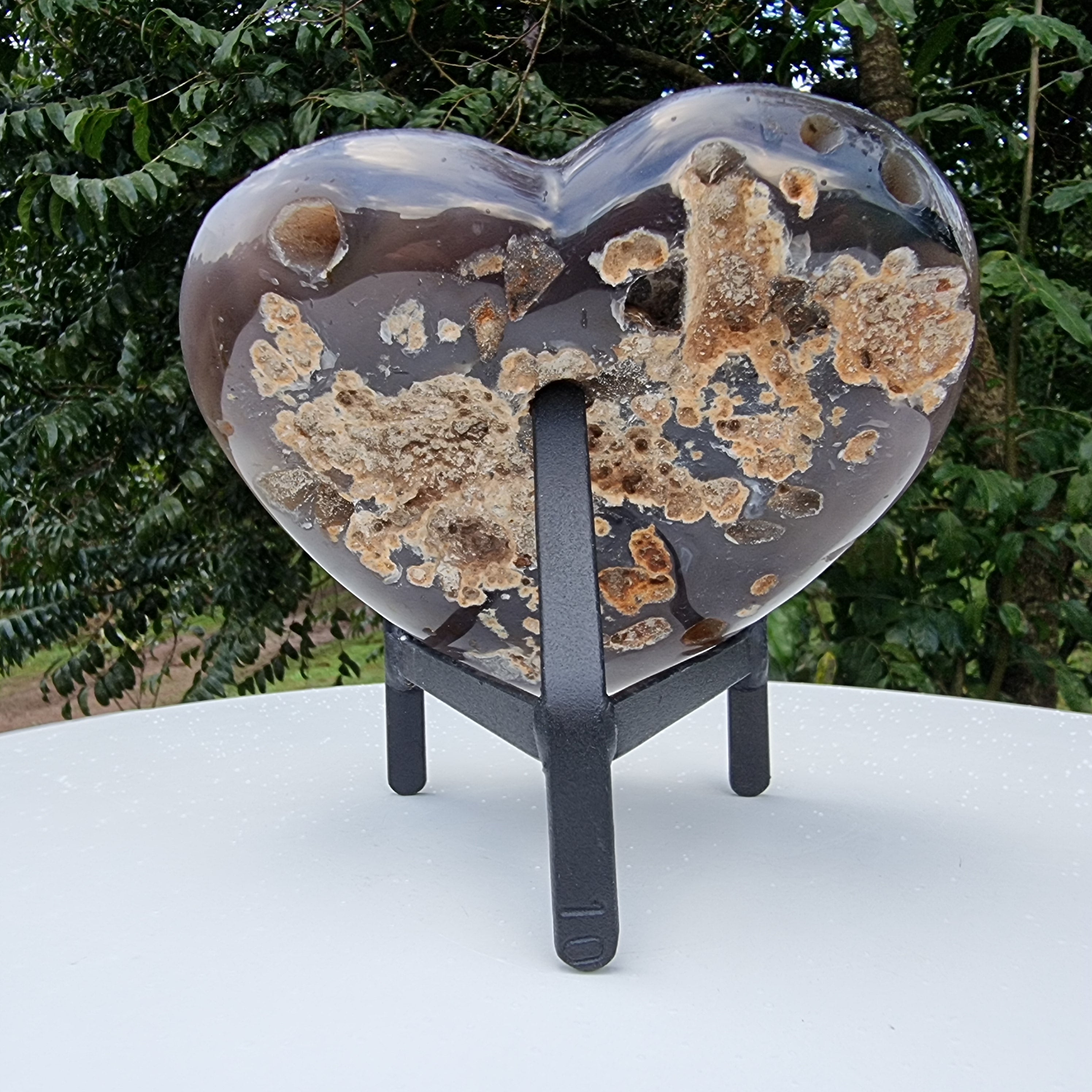 Coração de Àgatas Naturais | Altura 11,5 cm, com 0,710 kgs | Peça Artesanal BR Crystals