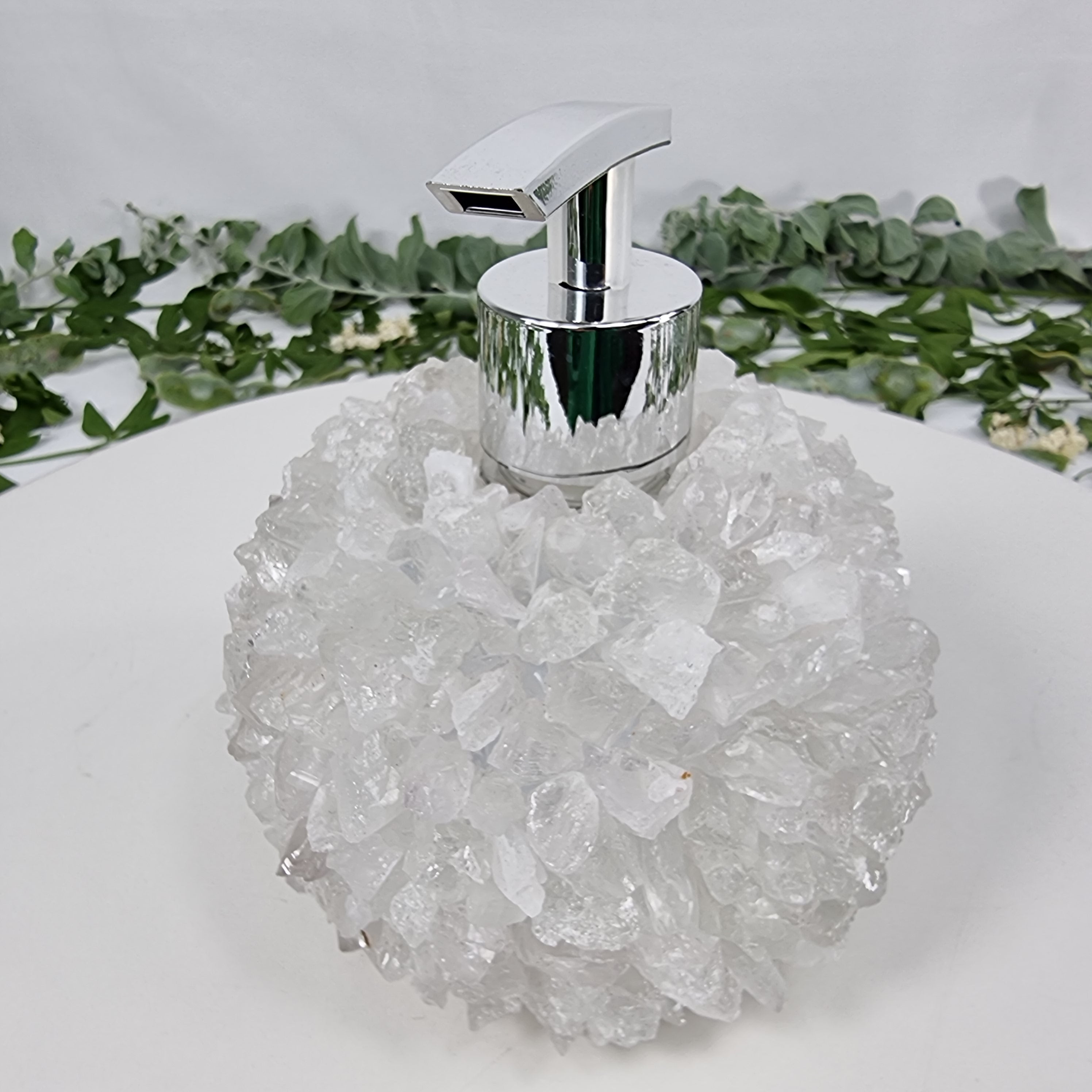 Saboneteira de Cristais | Qualidade Extra altura 15 cm | Bocal Dourado e Prateado | Energia, Beleza e Sofisticação