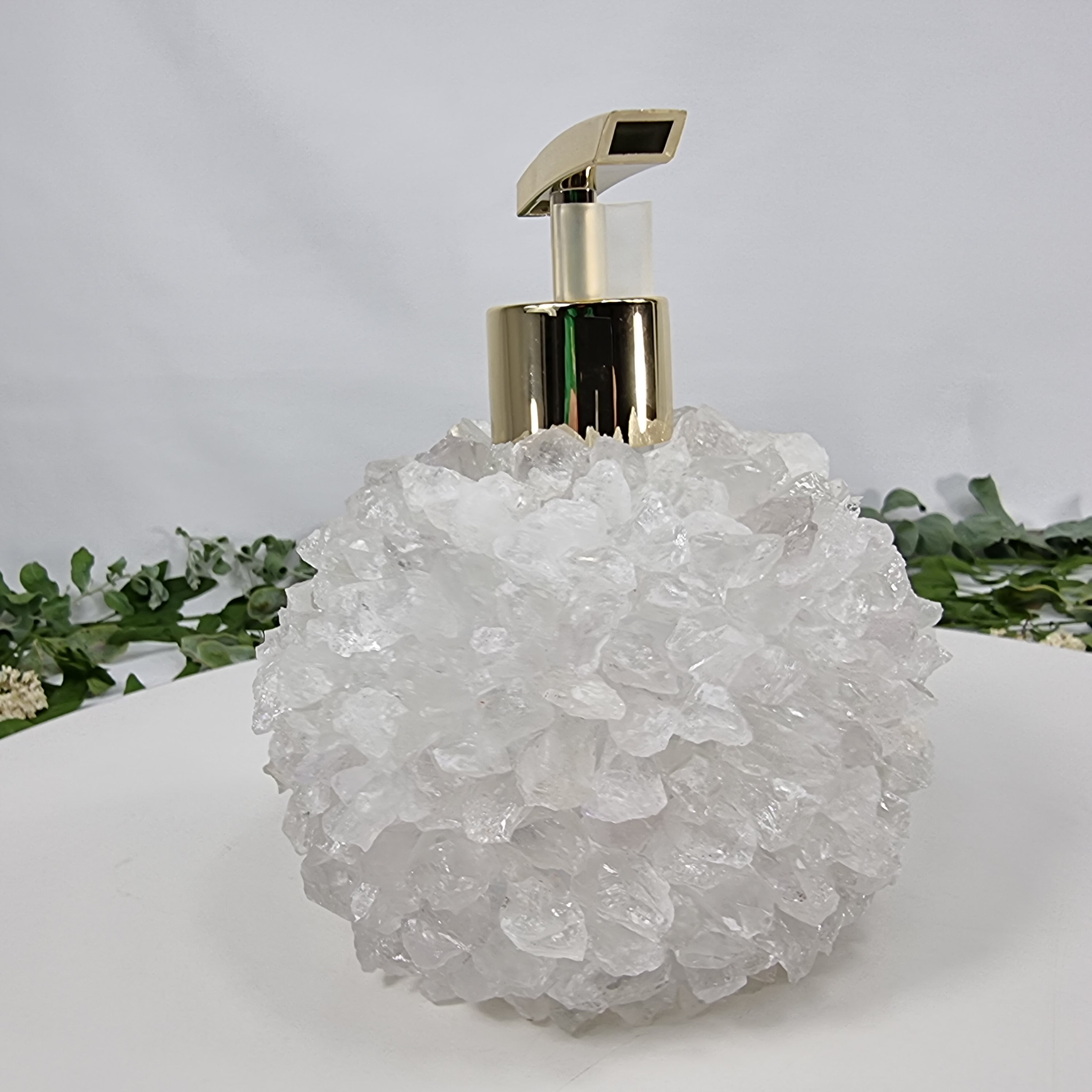 Saboneteira de Cristais | Qualidade Extra altura 15 cm | Bocal Dourado e Prateado | Energia, Beleza e Sofisticação