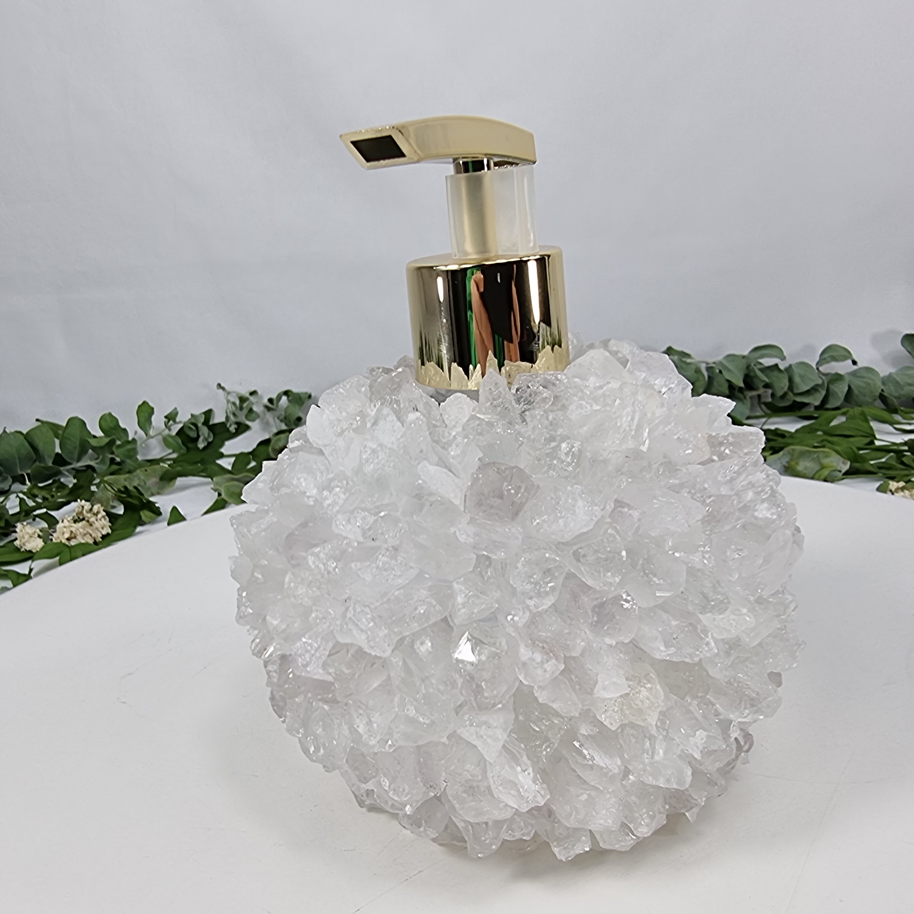 Saboneteira de Cristais | Qualidade Extra altura 15 cm | Bocal Dourado e Prateado | Energia, Beleza e Sofisticação