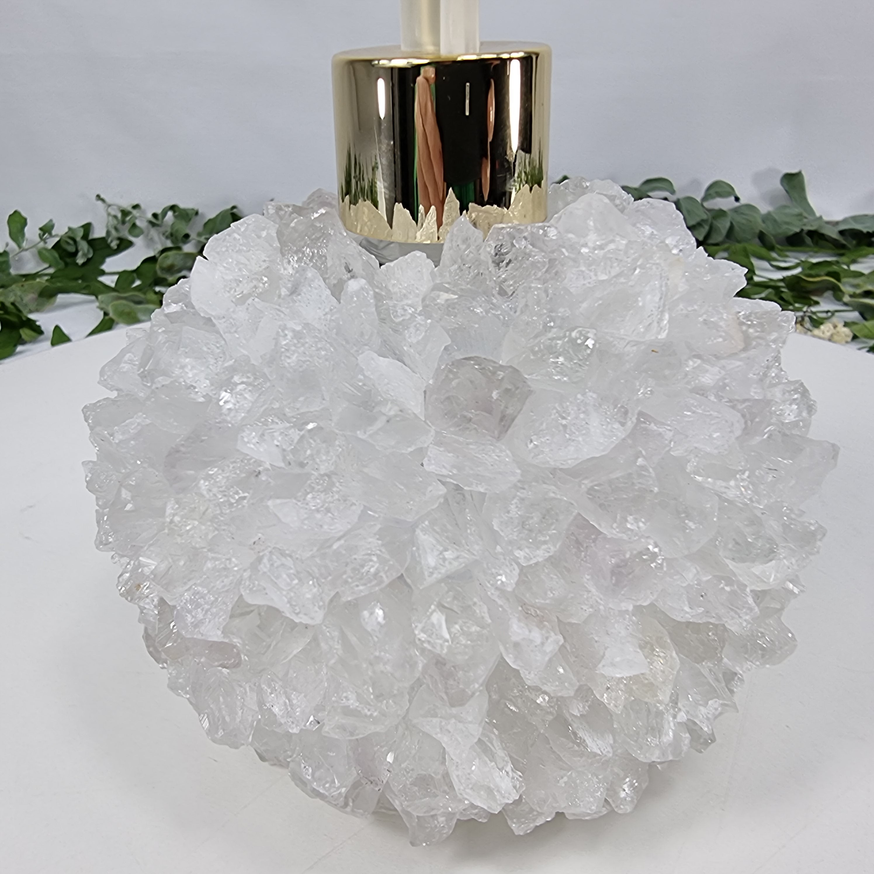 Saboneteira de Cristais | Qualidade Extra altura 15 cm | Bocal Dourado e Prateado | Energia, Beleza e Sofisticação