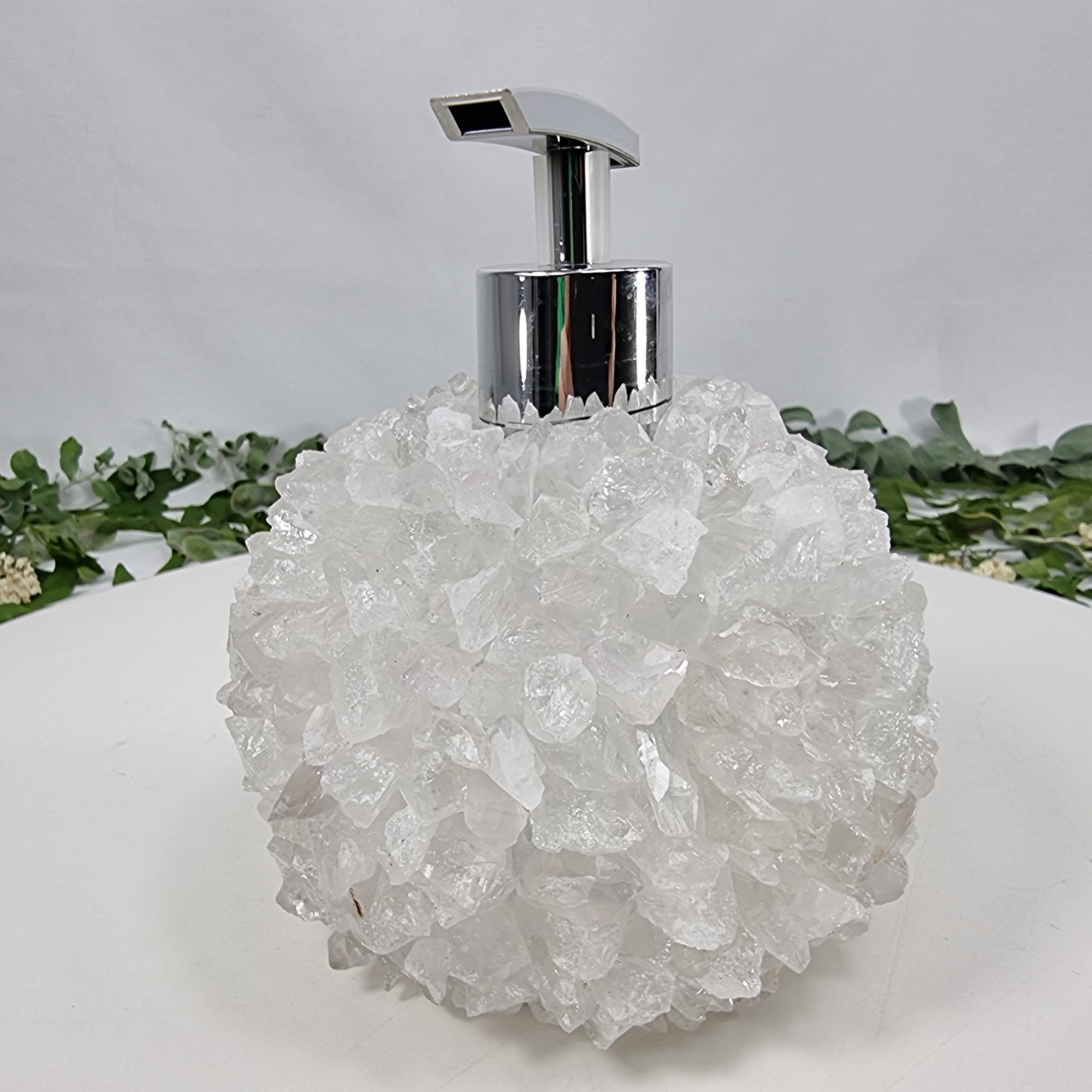 Saboneteira de Cristais | Qualidade Extra altura 15 cm | Bocal Dourado e Prateado | Energia, Beleza e Sofisticação