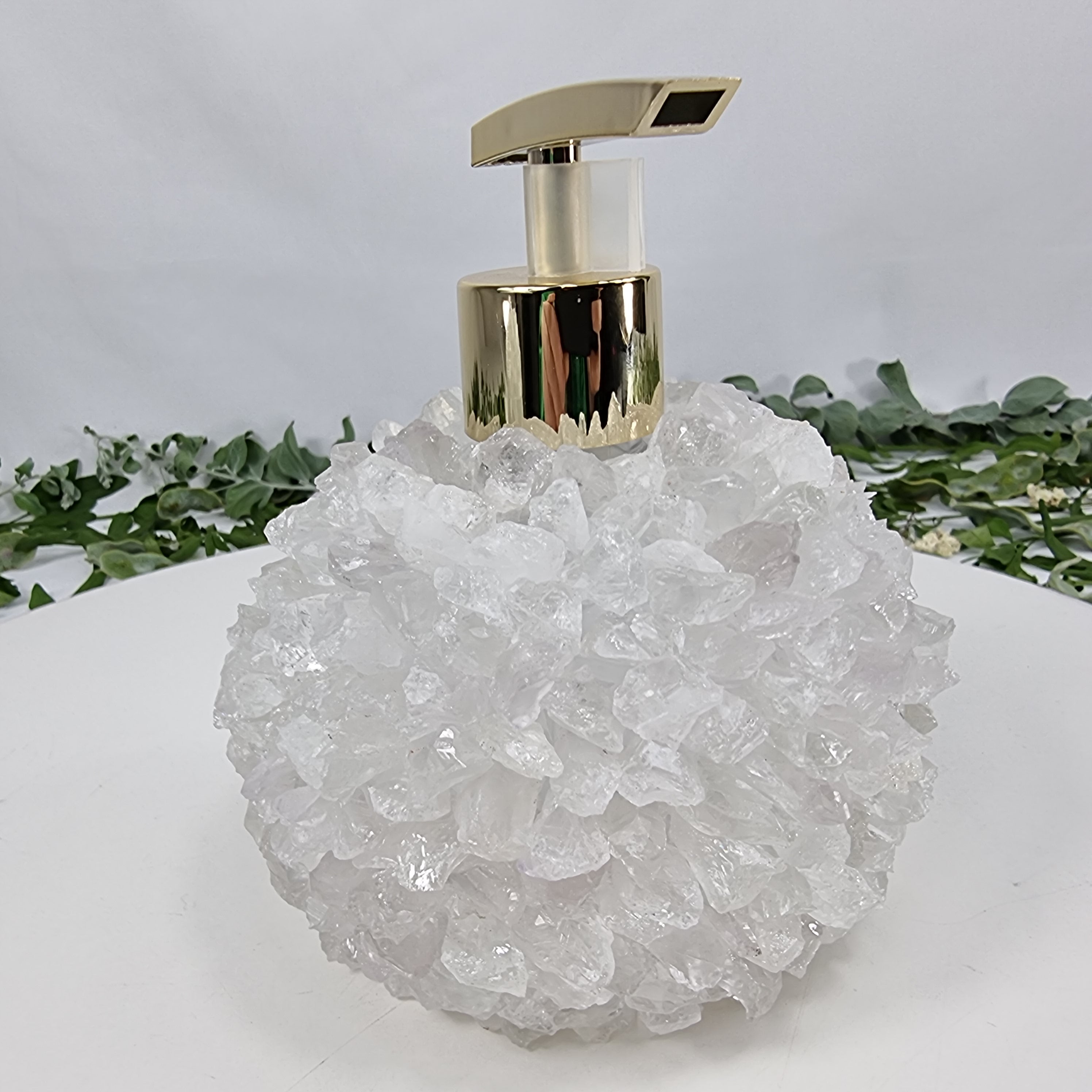 Saboneteira de Cristais | Qualidade Extra altura 15 cm | Bocal Dourado e Prateado | Energia, Beleza e Sofisticação