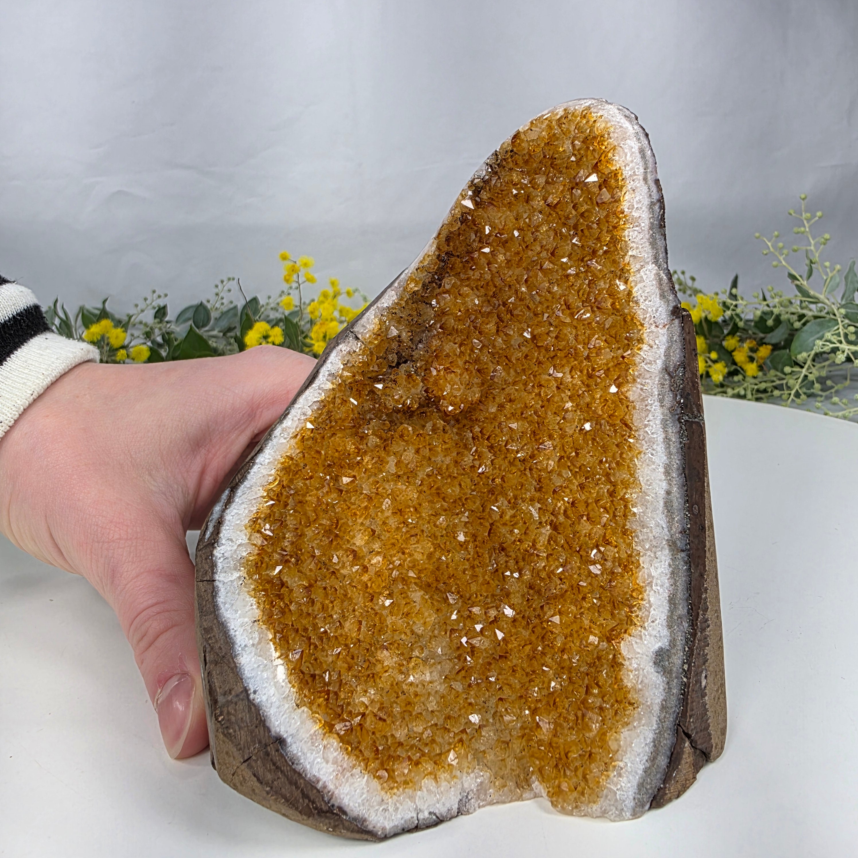 Drusa de Citrino Especial | Peso 0,80 Kgs, Altura de 13 cm | Peça Artesanal BR Crystals